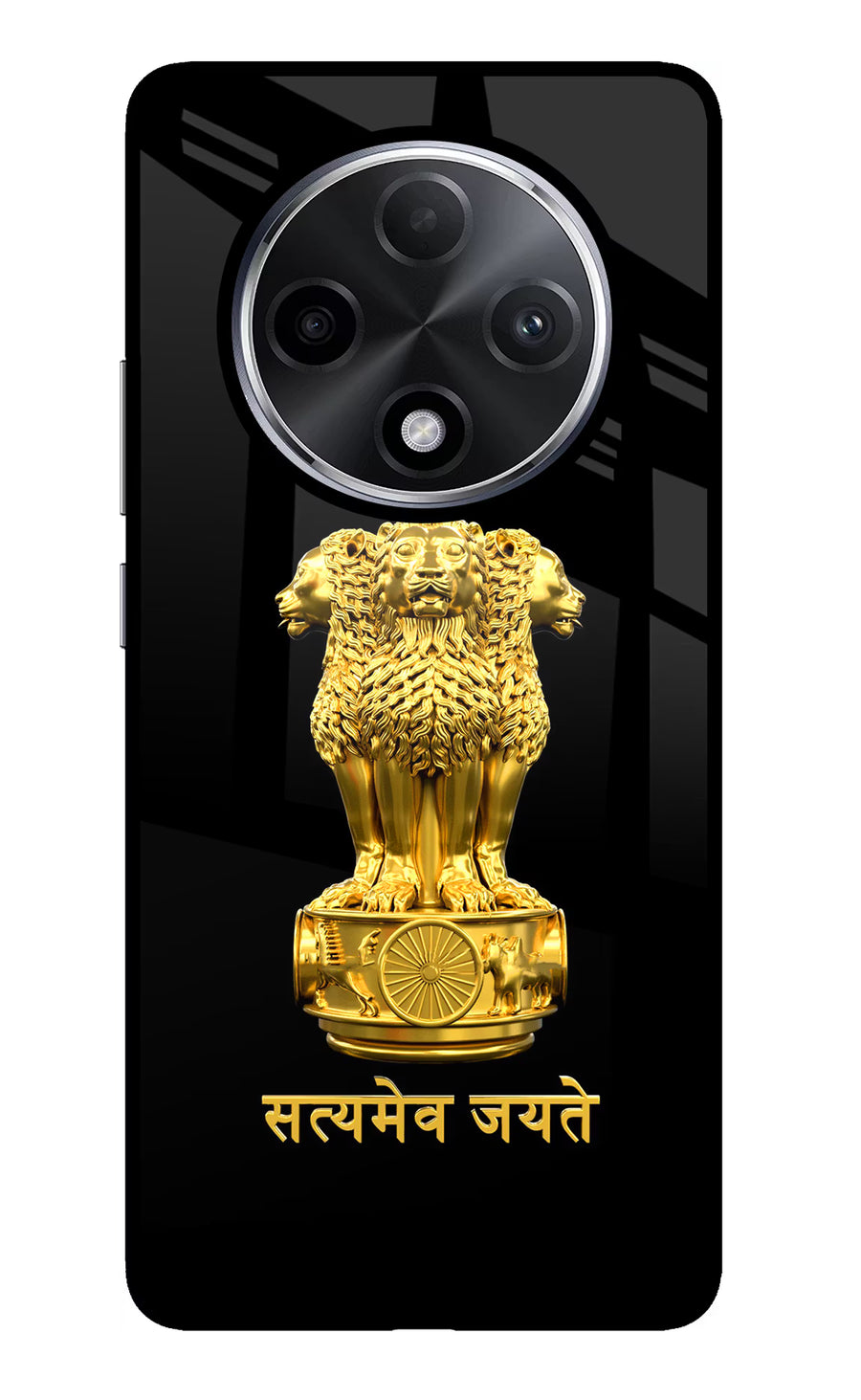 Satyamev Jayate Golden Oppo F27 Pro Plus Back Cover, Glass case