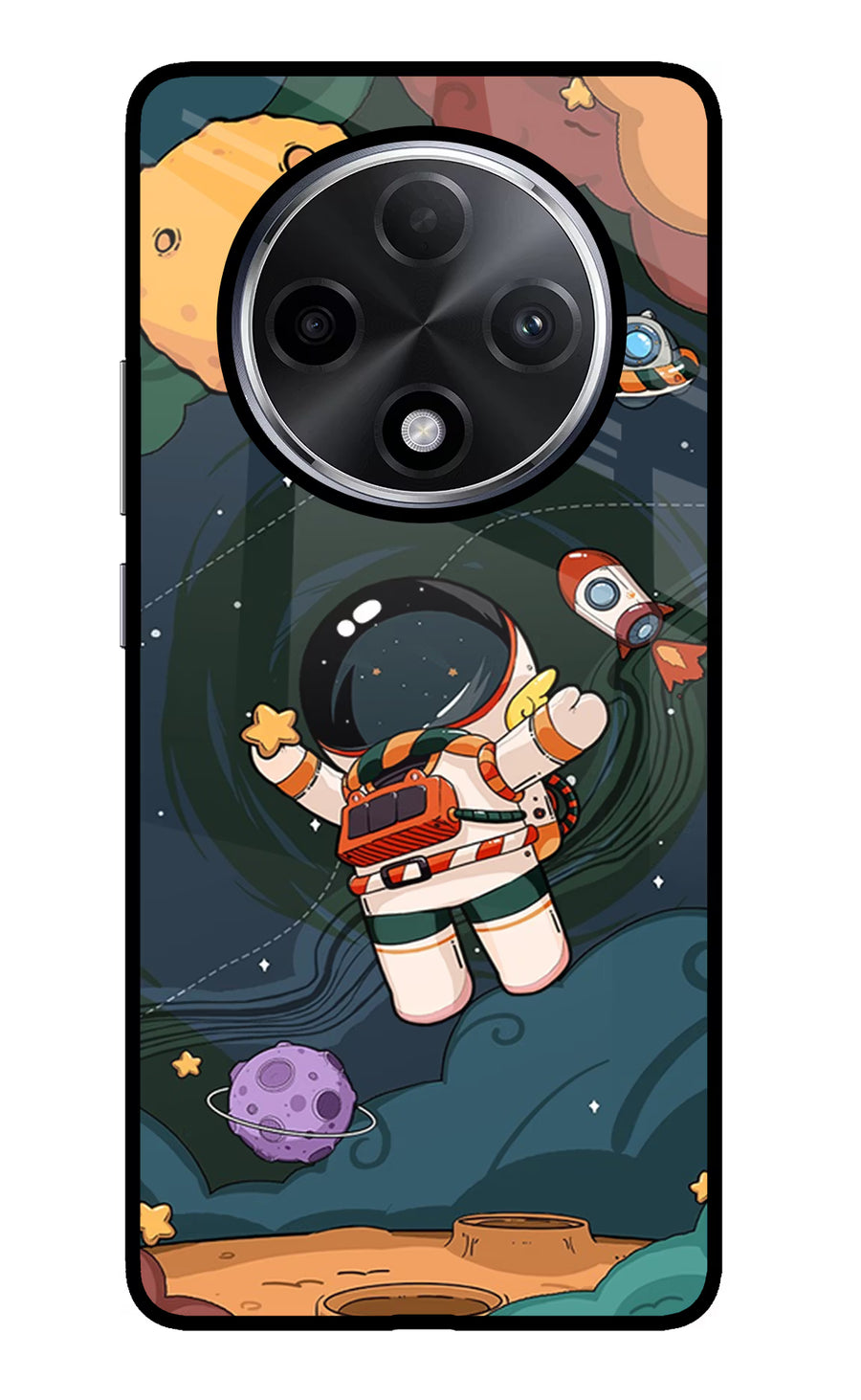 Cartoon Astronaut Oppo F27 Pro Plus Back Cover, Glass case