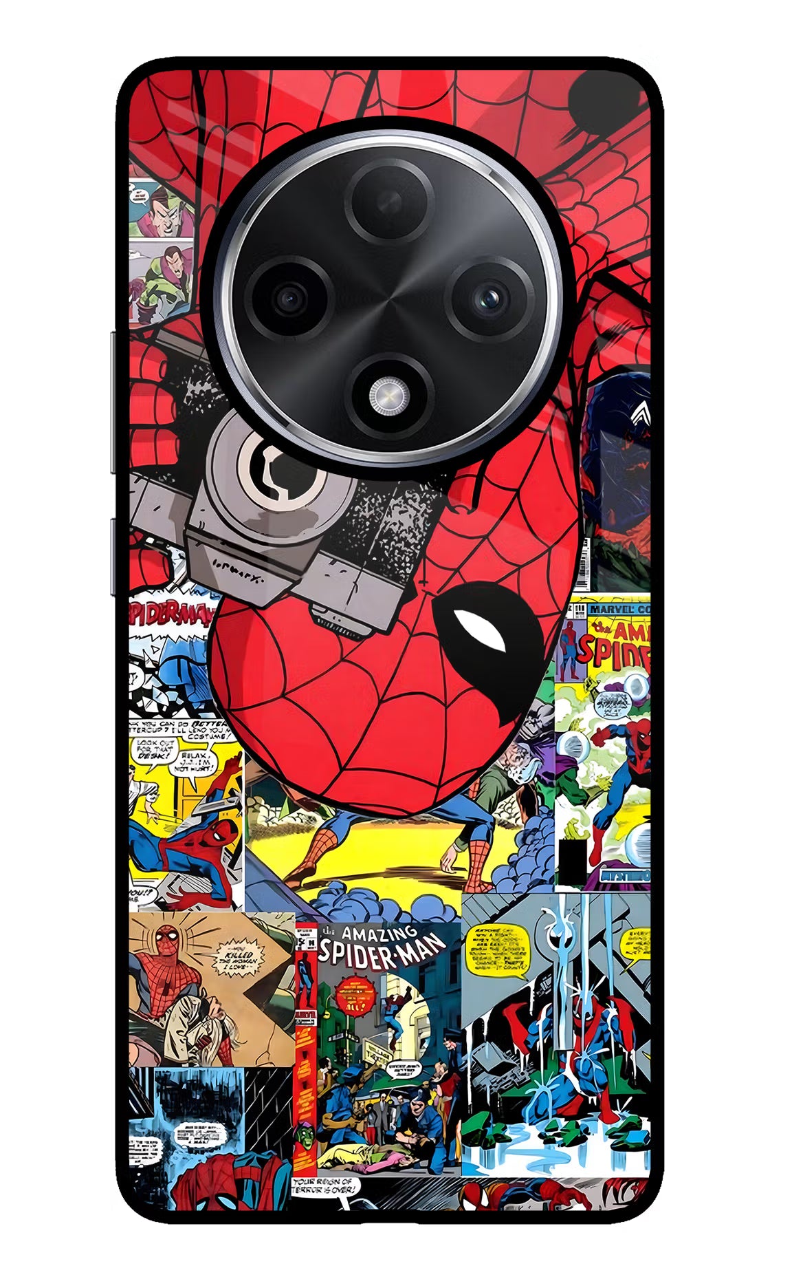 Spider Man Oppo F27 Pro Plus Glass Case Back Cover by Casekaro