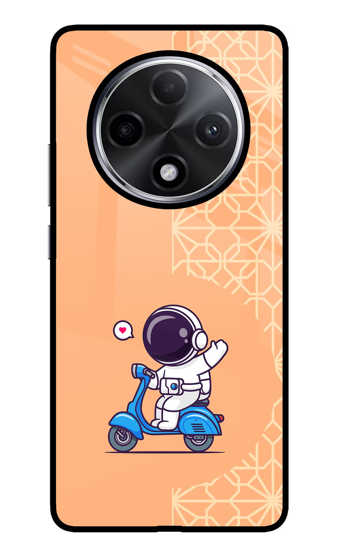 Cute Astronaut Riding Oppo F27 Pro Plus Glass Case Back Cover by Casekaro
