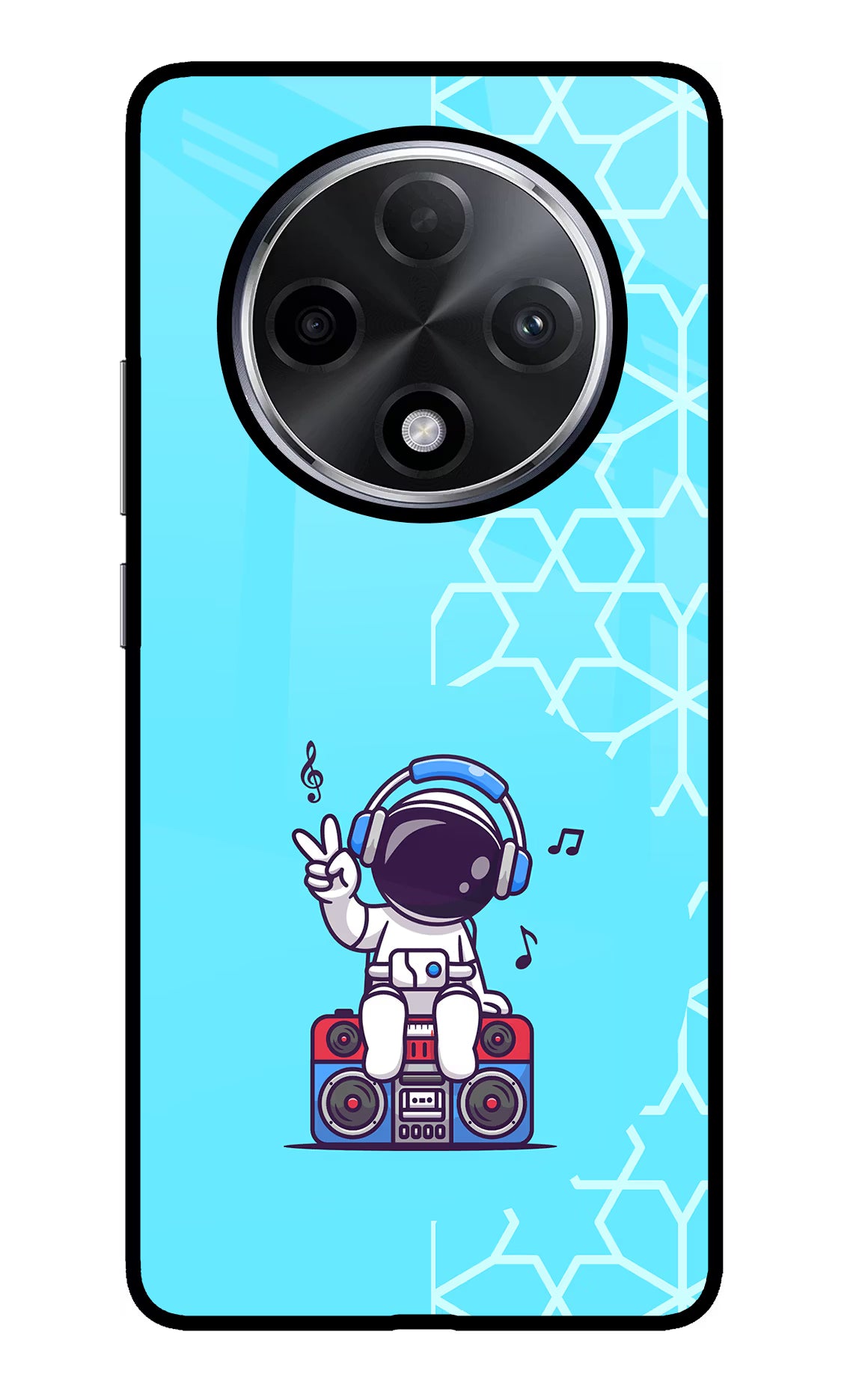 Cute Astronaut Chilling Oppo F27 Pro Plus Glass Case Back Cover by Casekaro