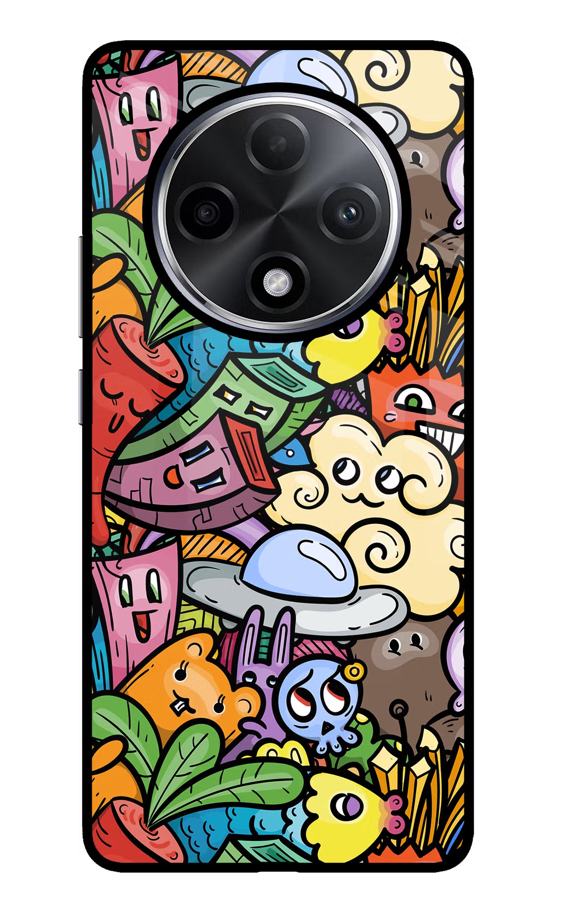 Veggie Doodle Oppo F27 Pro Plus Glass Case Back Cover by Casekaro