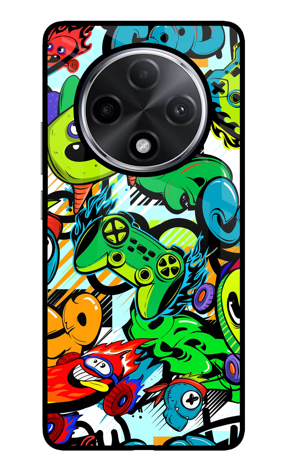 Game Doodle Oppo F27 Pro Plus Glass Case Back Cover by Casekaro