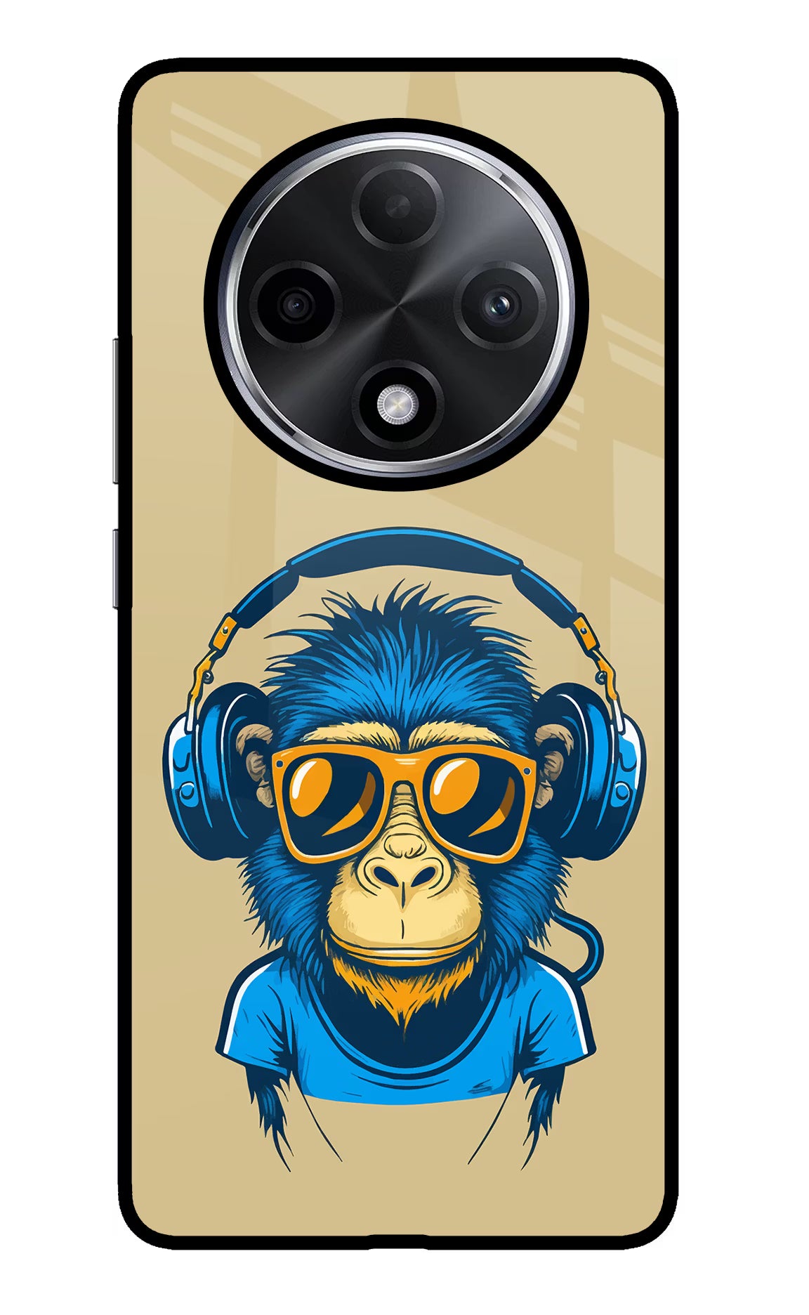Monkey Headphone Oppo F27 Pro Plus Glass Case Back Cover by Casekaro