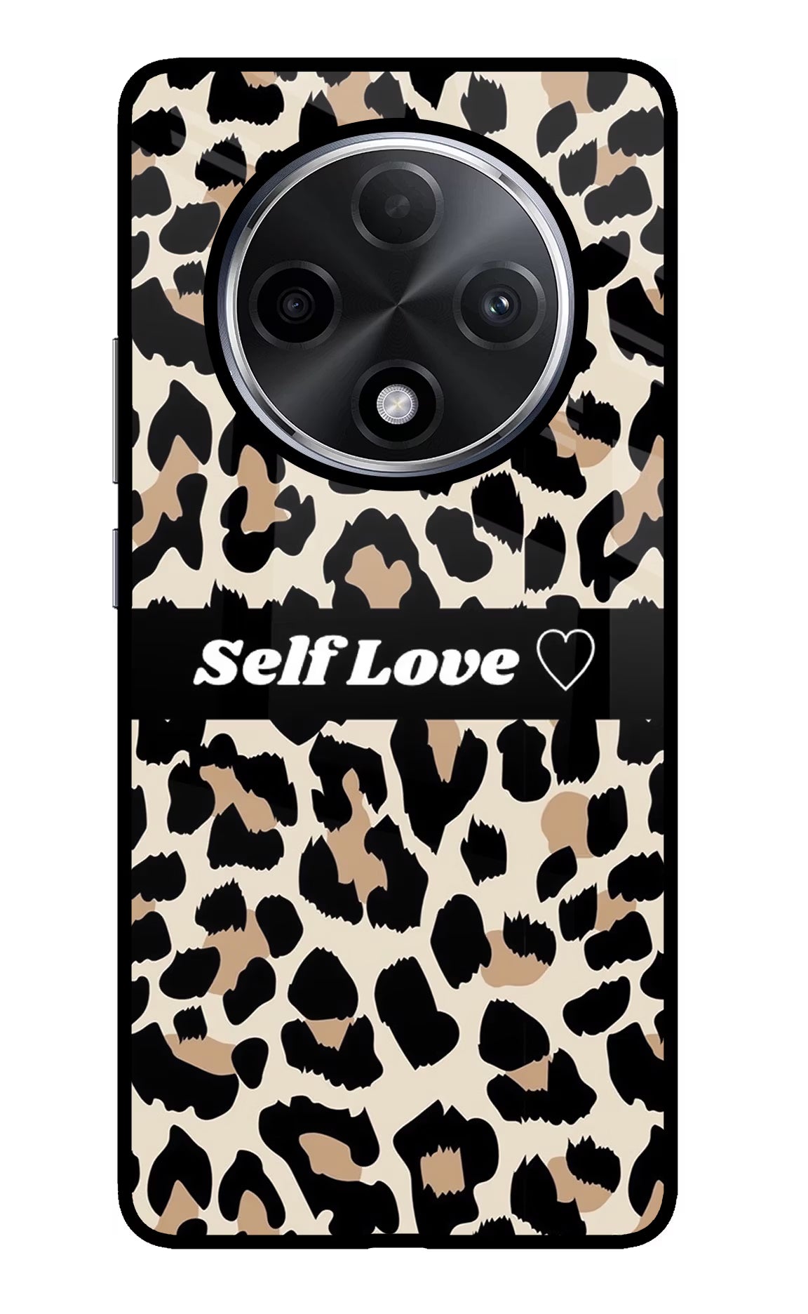 Leopard Print Self Love Oppo F27 Pro Plus Glass Case Back Cover by Casekaro