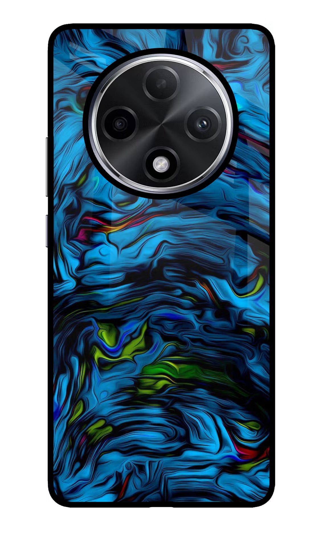 Dark Blue Abstract Oppo F27 Pro Plus Glass Case Back Cover by Casekaro