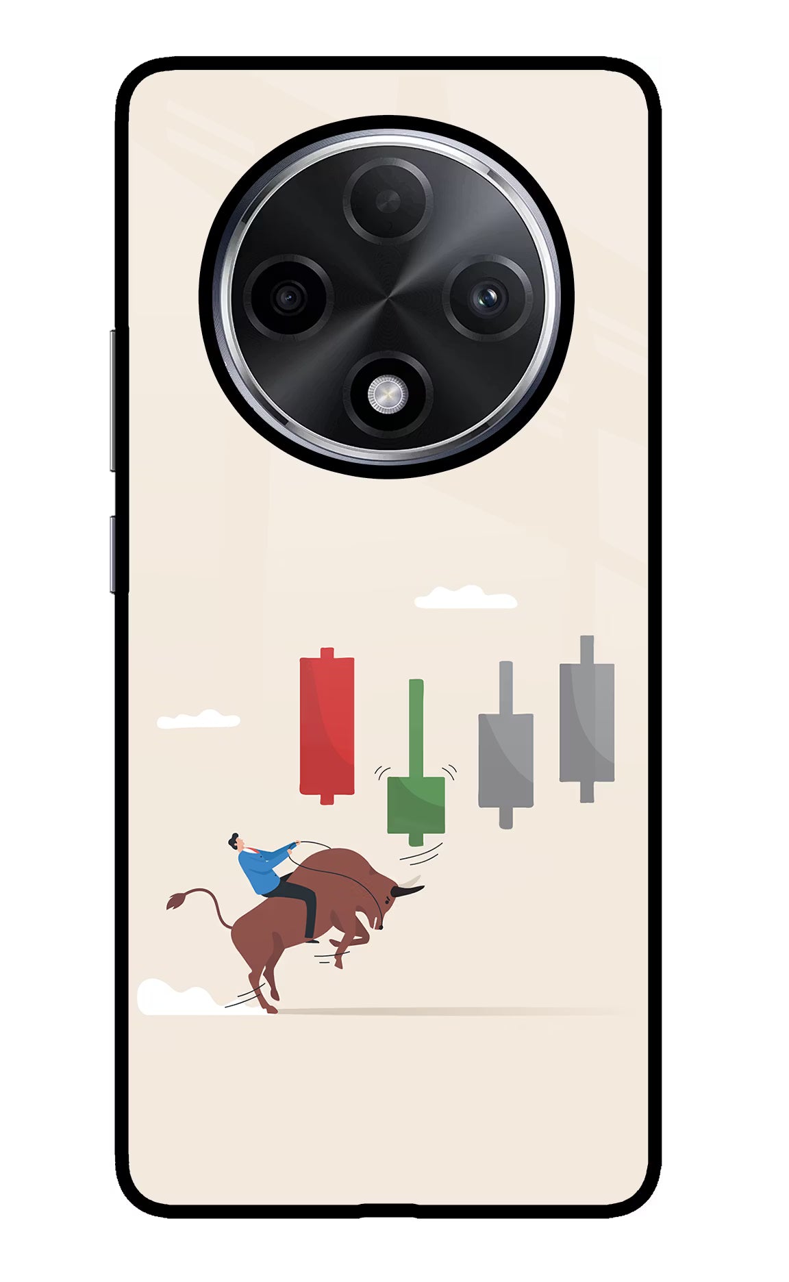 Bull Trading Momentum Oppo F27 Pro Plus Glass Case Back Cover by Casekaro