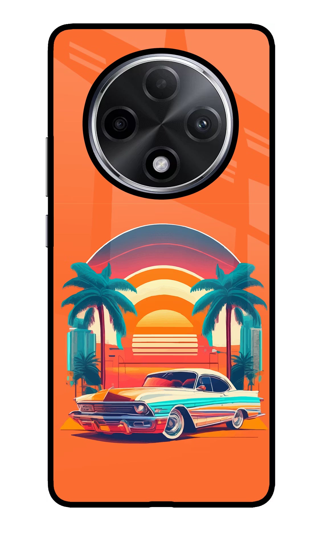 Palm Drive 80s Oppo F27 Pro Plus Glass Case Back Cover by Casekaro