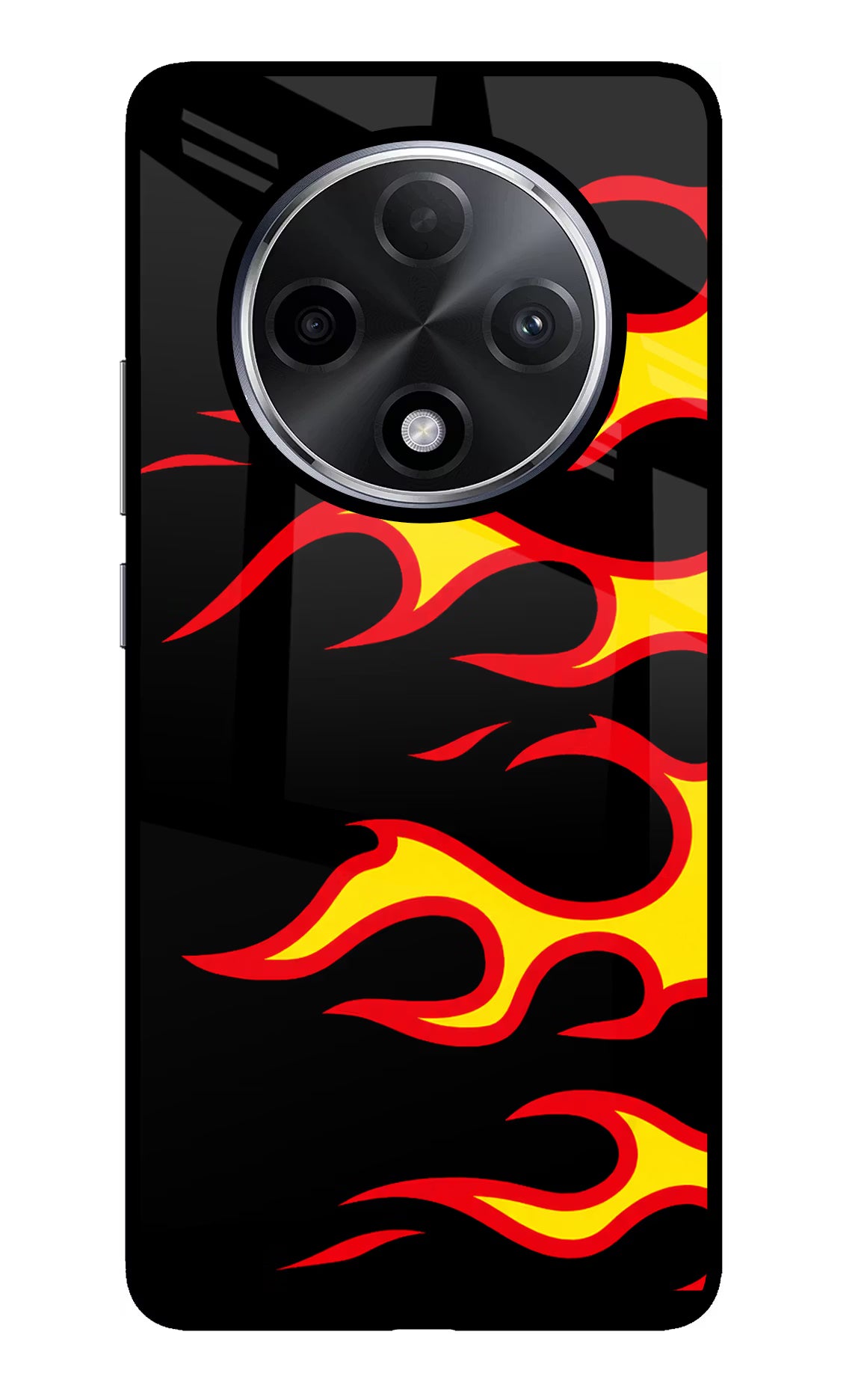 Side Sweep Flames Oppo F27 Pro Plus Glass Case