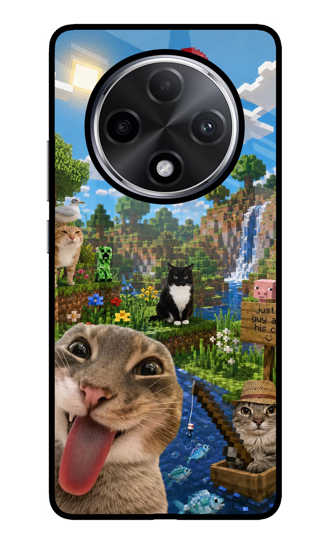Minecraft Cat Chaos Oppo F27 Pro Plus Glass Case