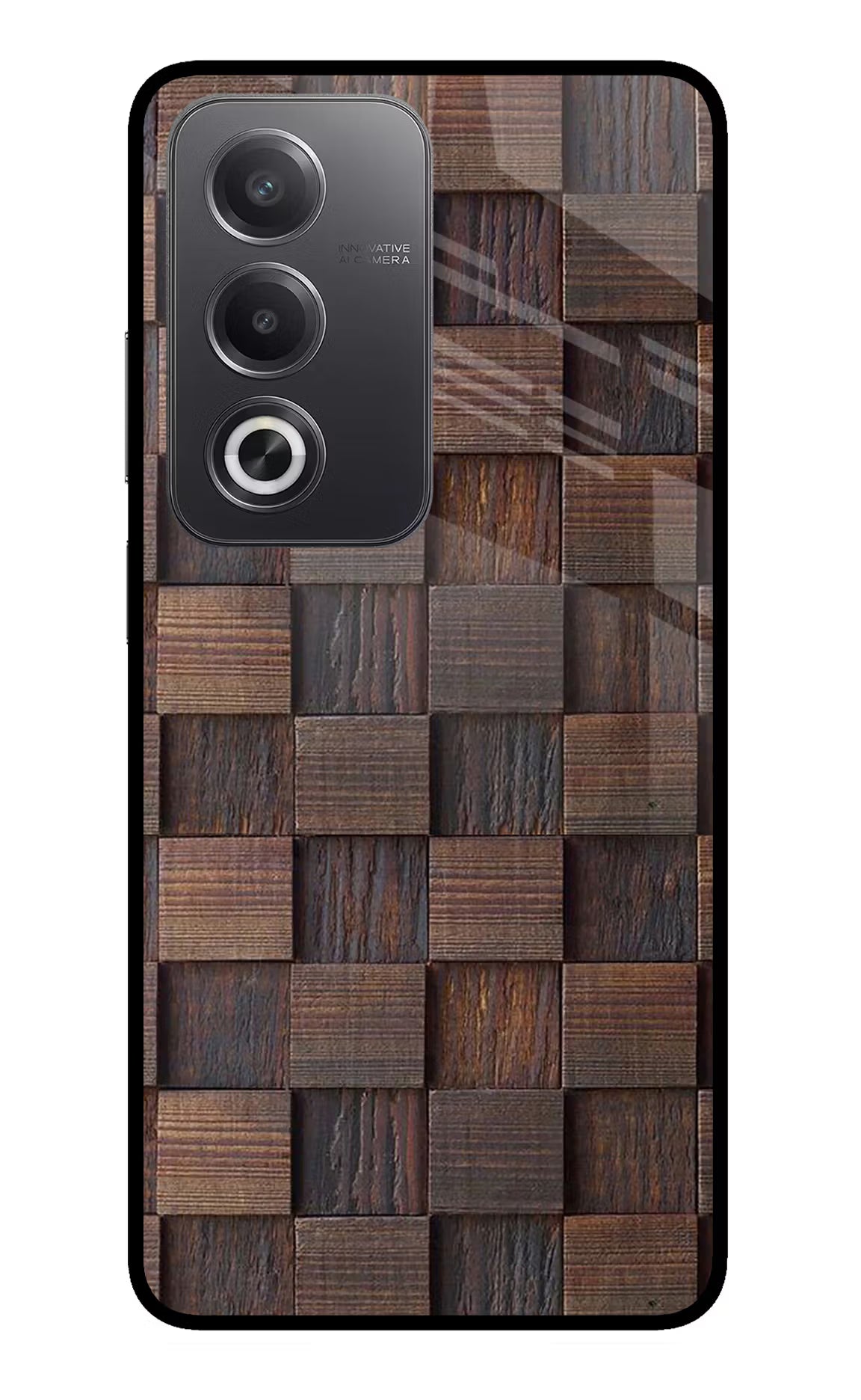 Wooden Cube Design Oppo A3 Pro 5G Glass Case