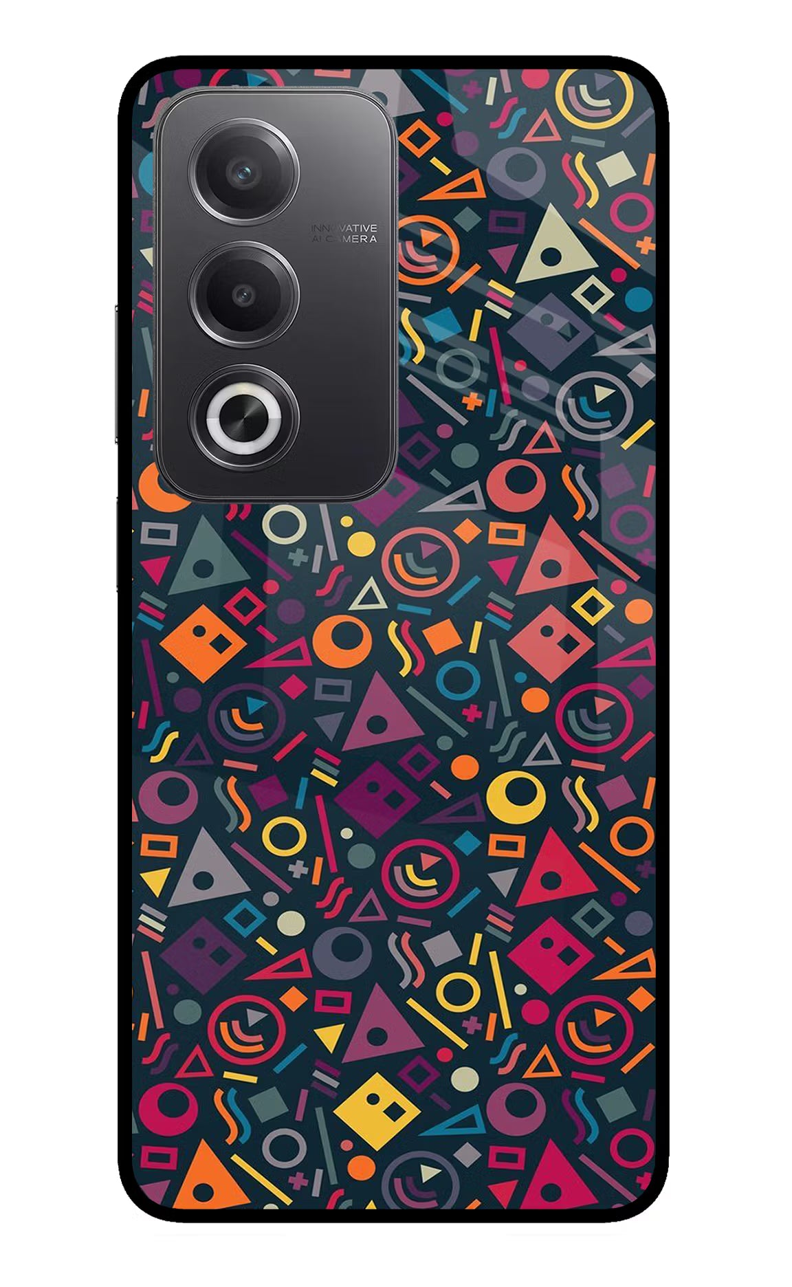Geometric Abstract Oppo A3 Pro 5G Glass Case Back Cover by Casekaro