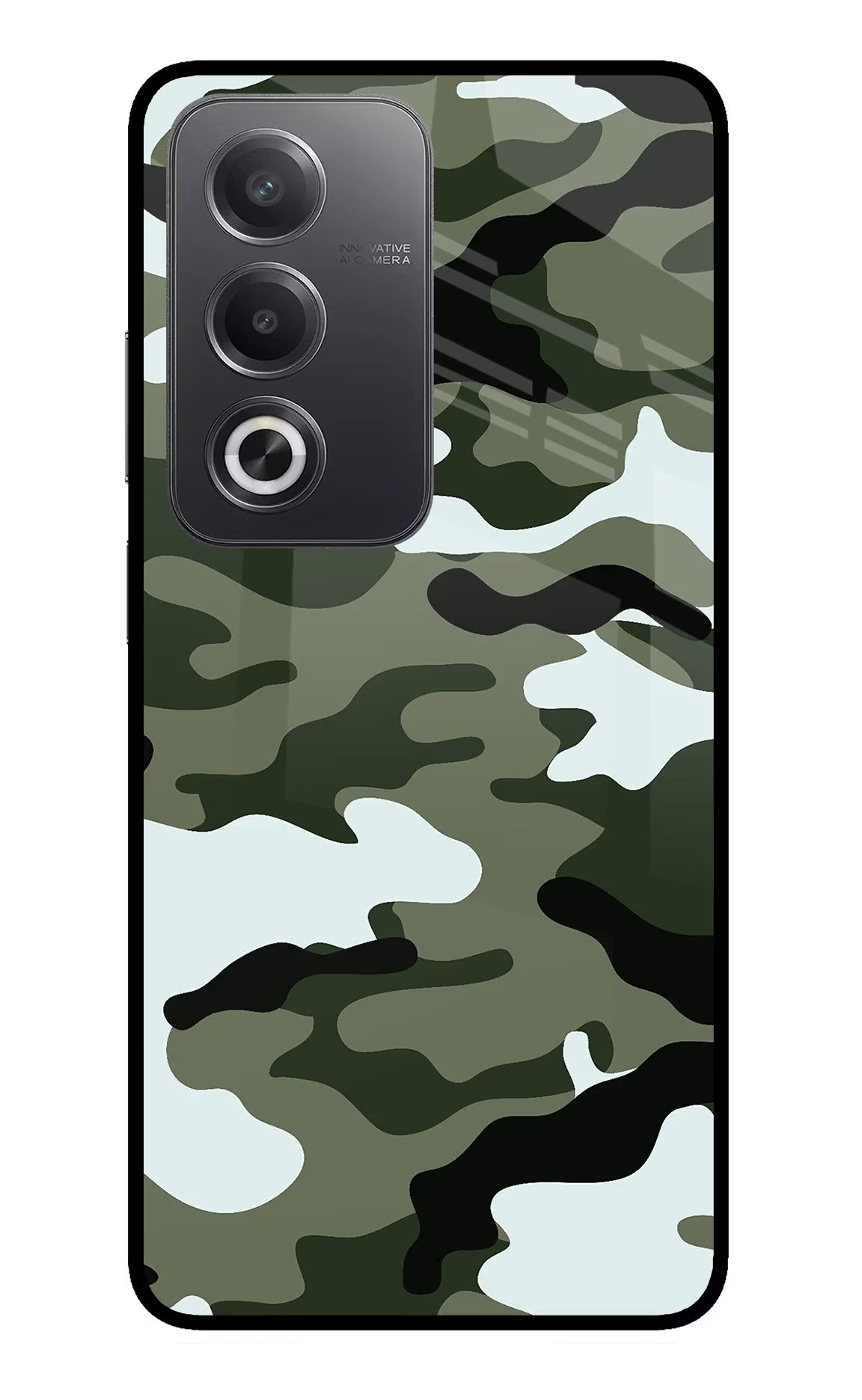 Camouflage Oppo A3 Pro 5G Glass Case Back Cover by Casekaro