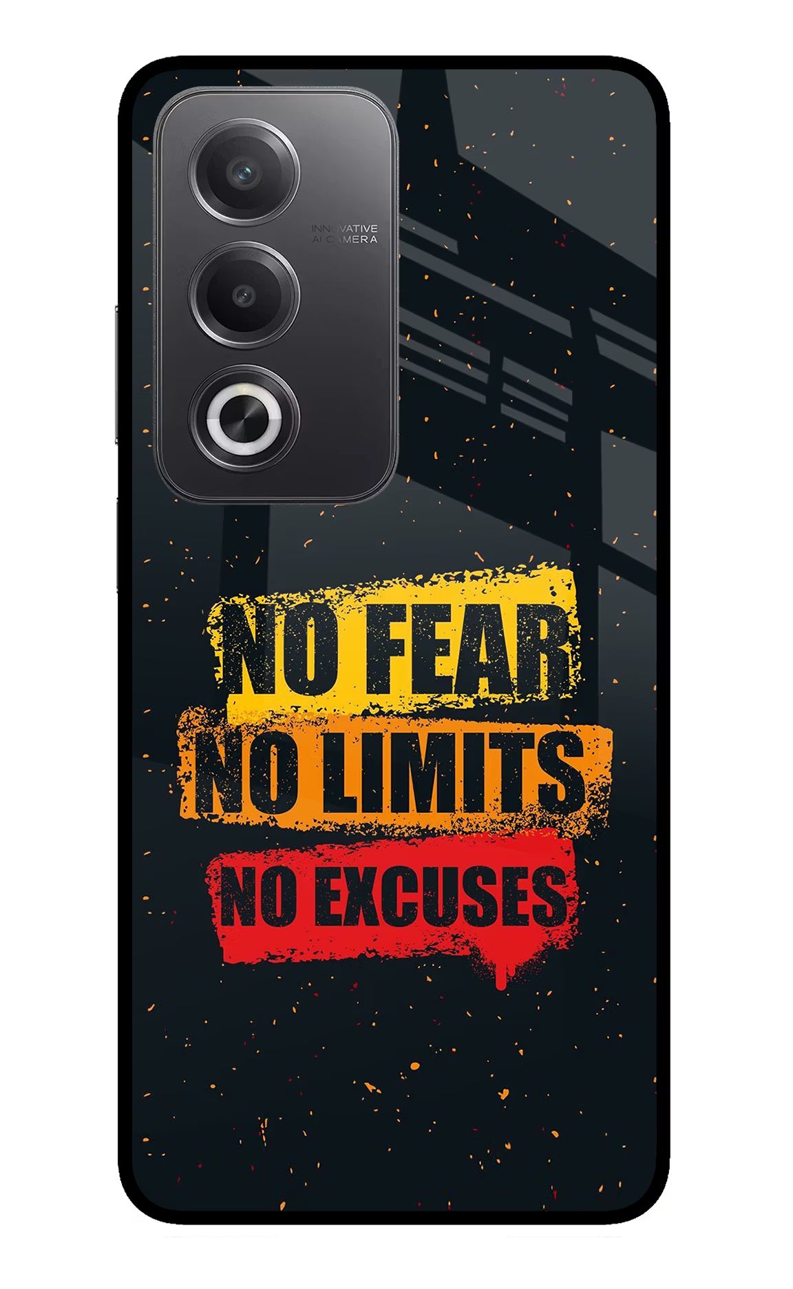 No Fear No Limits No Excuse Oppo A3 Pro 5G Glass Case Back Cover by Casekaro