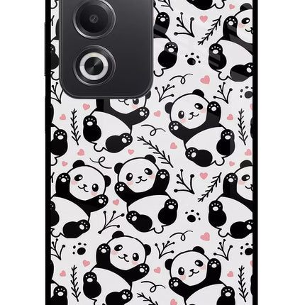 Cute Panda Oppo A3 Pro 5G Glass Case Back Cover by Casekaro