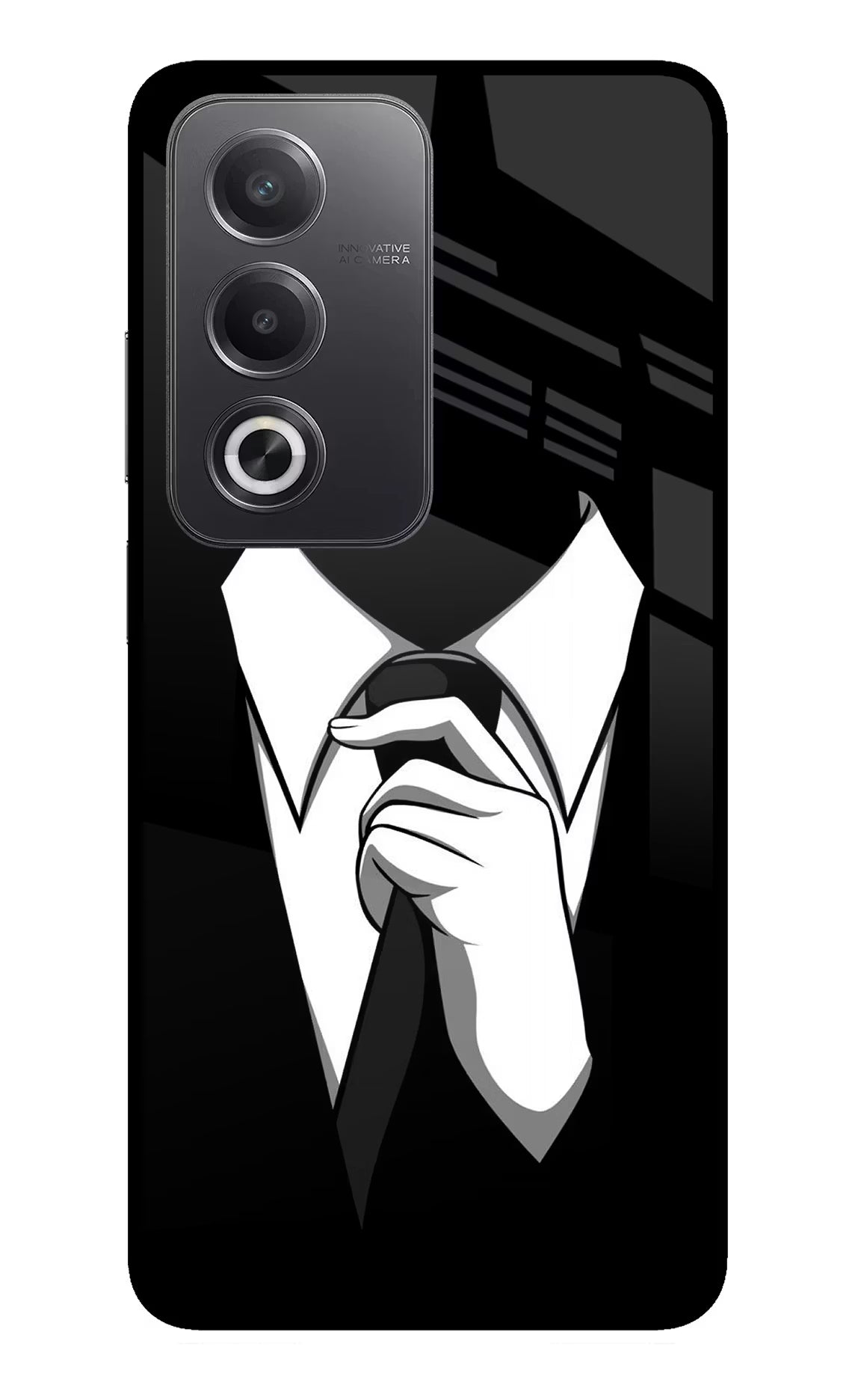 Black Tie Oppo A3 Pro 5G Glass Case Back Cover by Casekaro