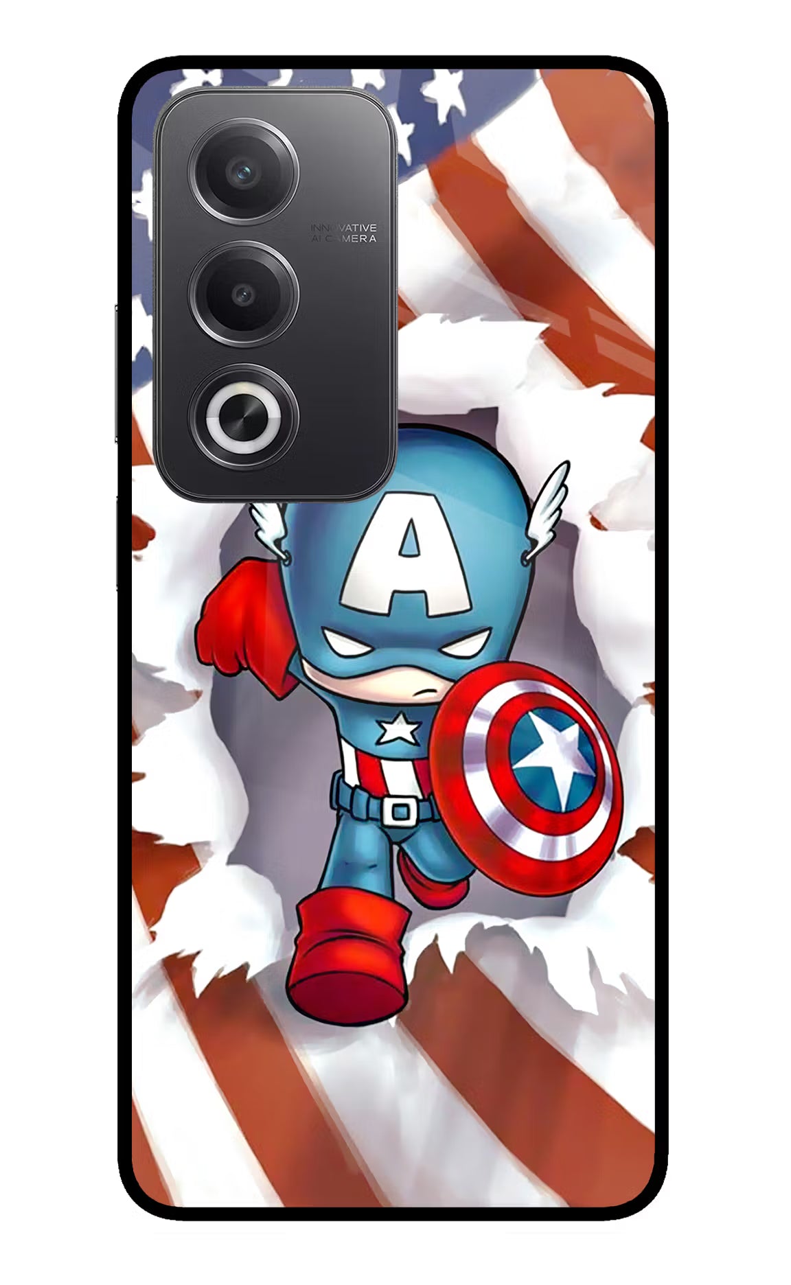 Captain America Oppo A3 Pro 5G Glass Case Back Cover by Casekaro