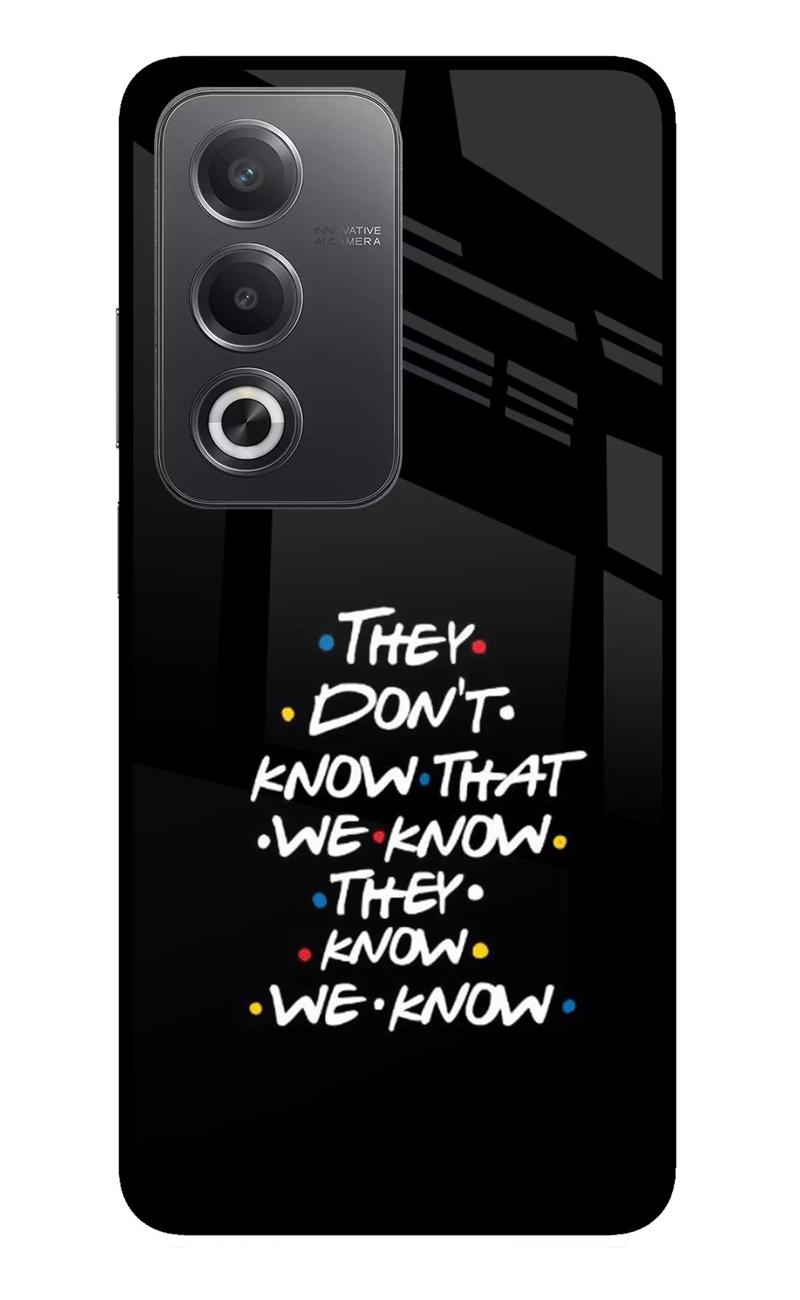 FRIENDS Dialogue Oppo A3 Pro 5G Glass Case Back Cover by Casekaro