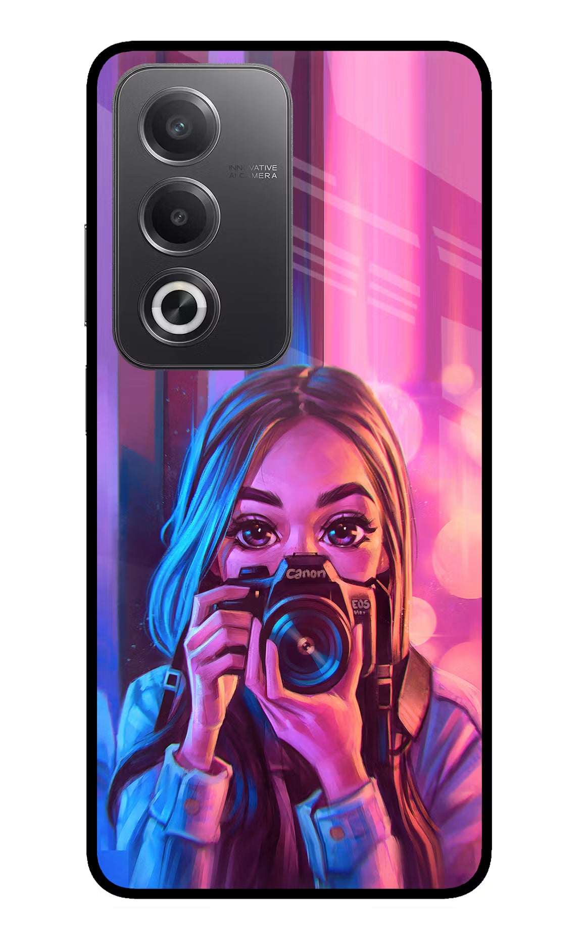 Girl Photographer Oppo A3 Pro 5G Glass Case Back Cover by Casekaro