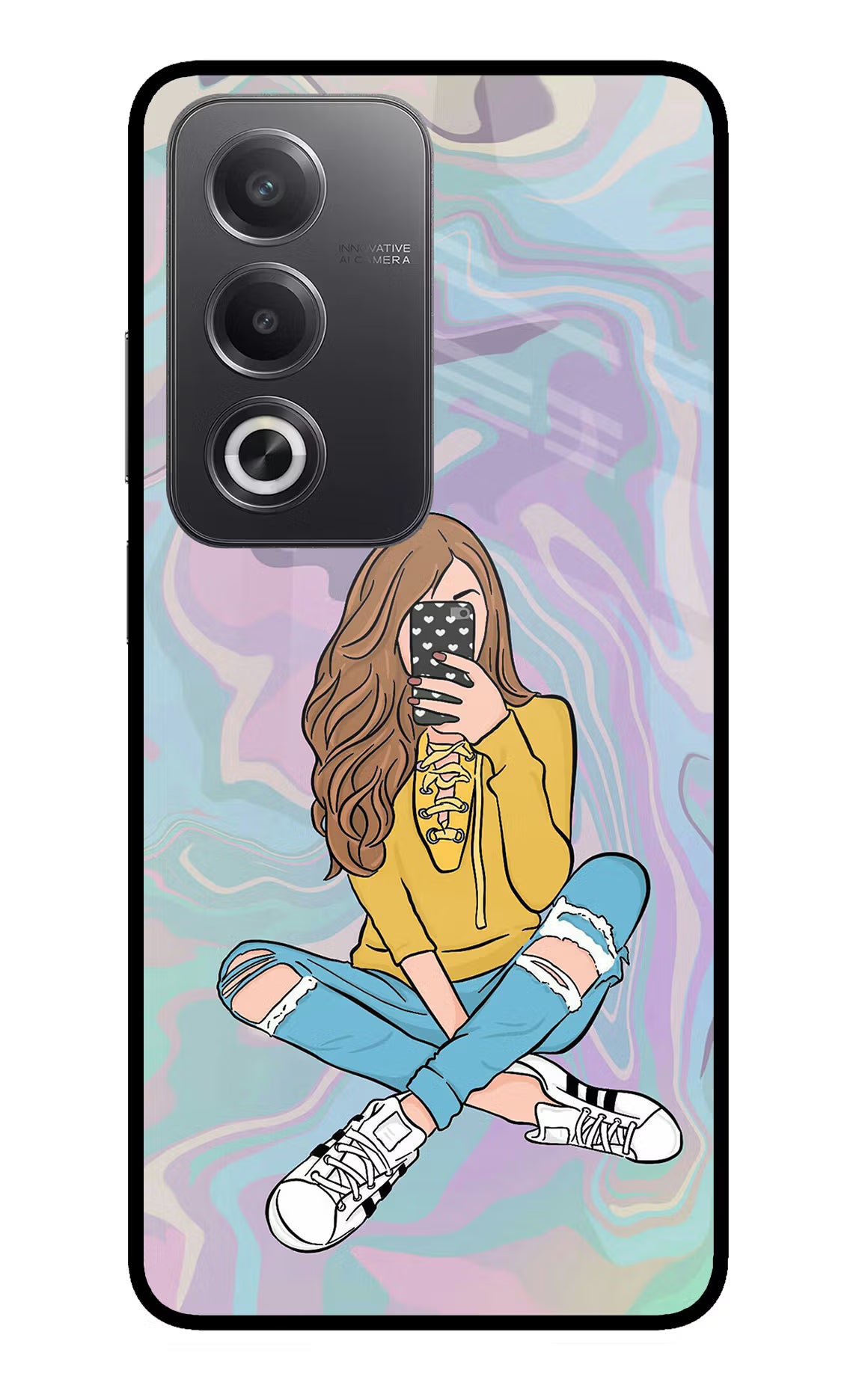 Selfie Girl Oppo A3 Pro 5G Glass Case Back Cover by Casekaro