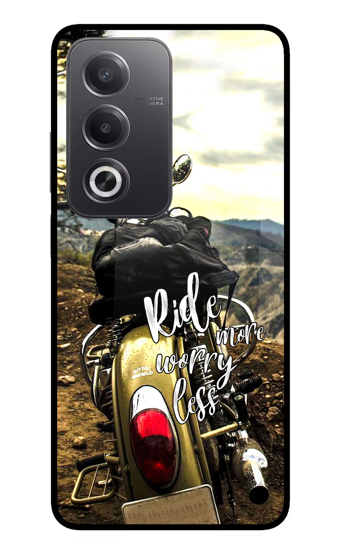Ride More Worry Less Oppo A3 Pro 5G Glass Case Back Cover by Casekaro