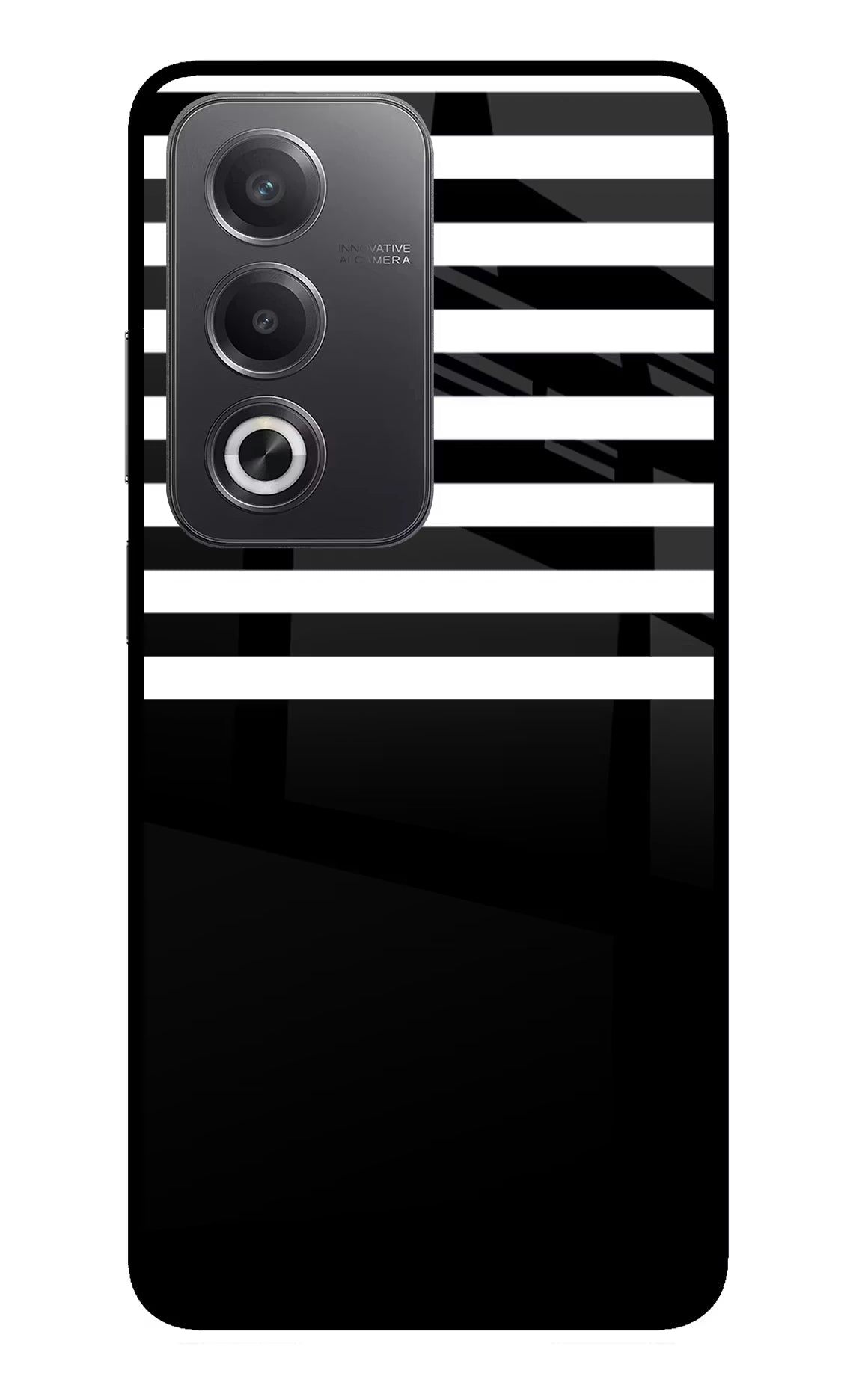 Black and White Print Oppo A3 Pro 5G Glass Case Back Cover by Casekaro