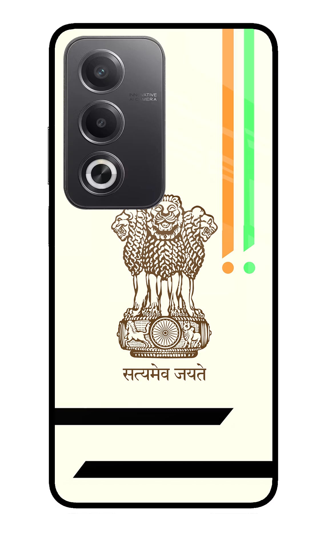 Satyamev Jayate Brown Logo Oppo A3 Pro 5G Glass Case Back Cover by Casekaro