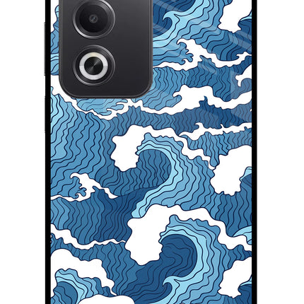 Blue Waves Oppo A3 Pro 5G Glass Case Back Cover by Casekaro