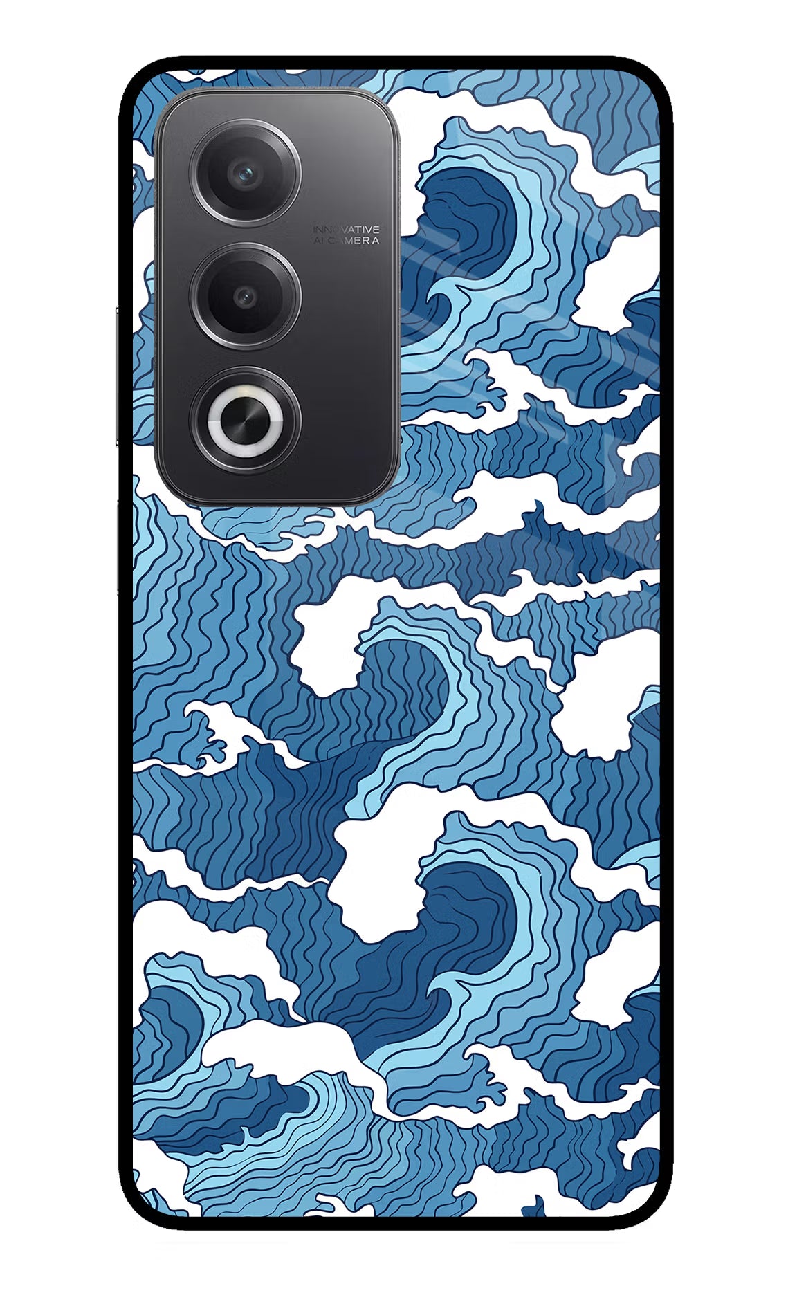 Blue Waves Oppo A3 Pro 5G Glass Case Back Cover by Casekaro