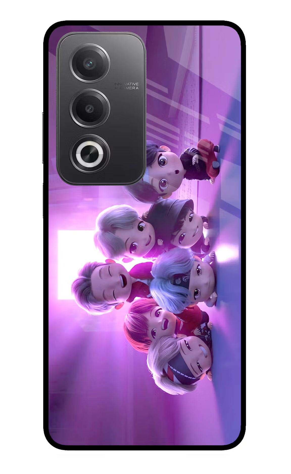 BTS Chibi Oppo A3 Pro 5G Glass Case Back Cover by Casekaro