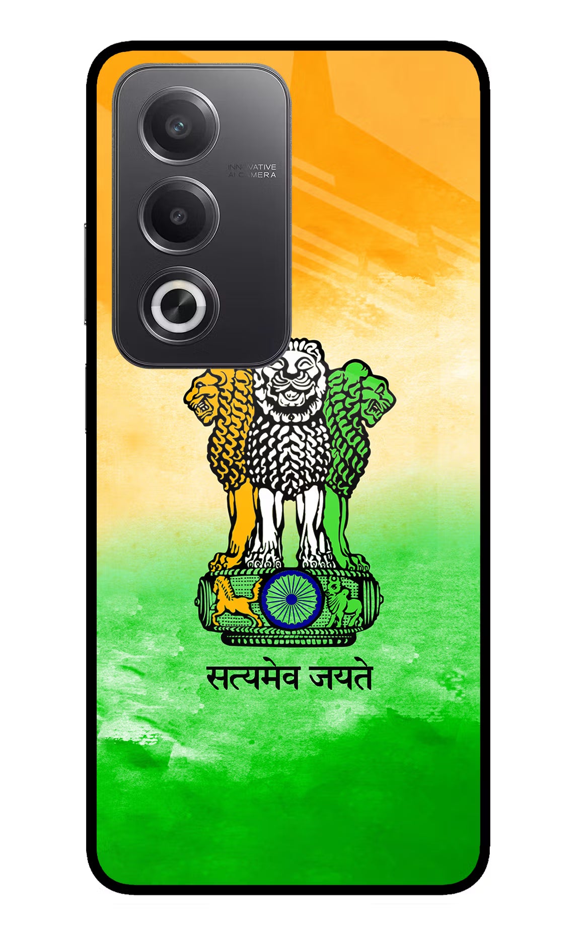 Satyamev Jayate Flag Oppo A3 Pro 5G Glass Case Back Cover by Casekaro