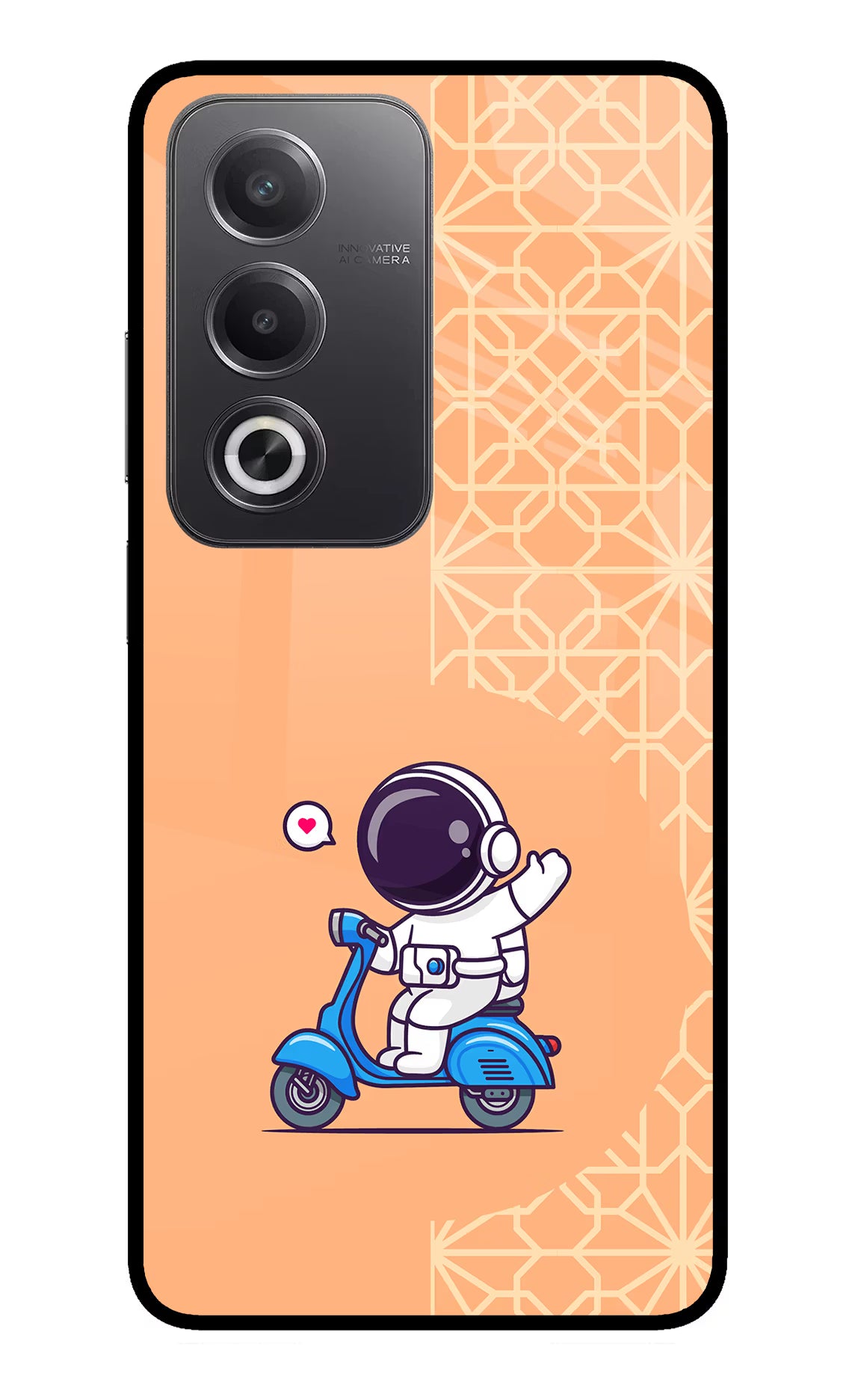 Cute Astronaut Riding Oppo A3 Pro 5G Glass Case Back Cover by Casekaro