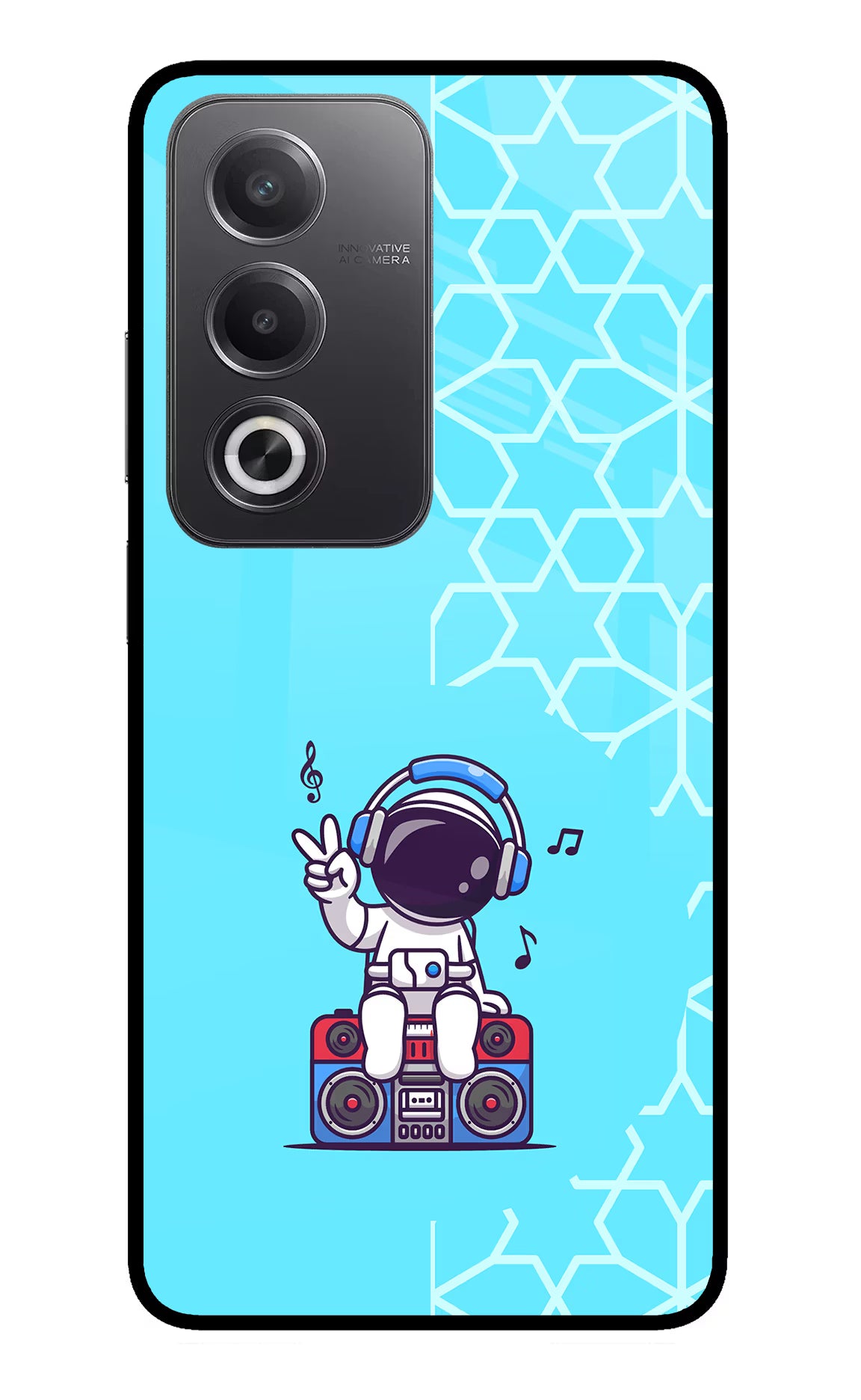 Cute Astronaut Chilling Oppo A3 Pro 5G Glass Case Back Cover by Casekaro