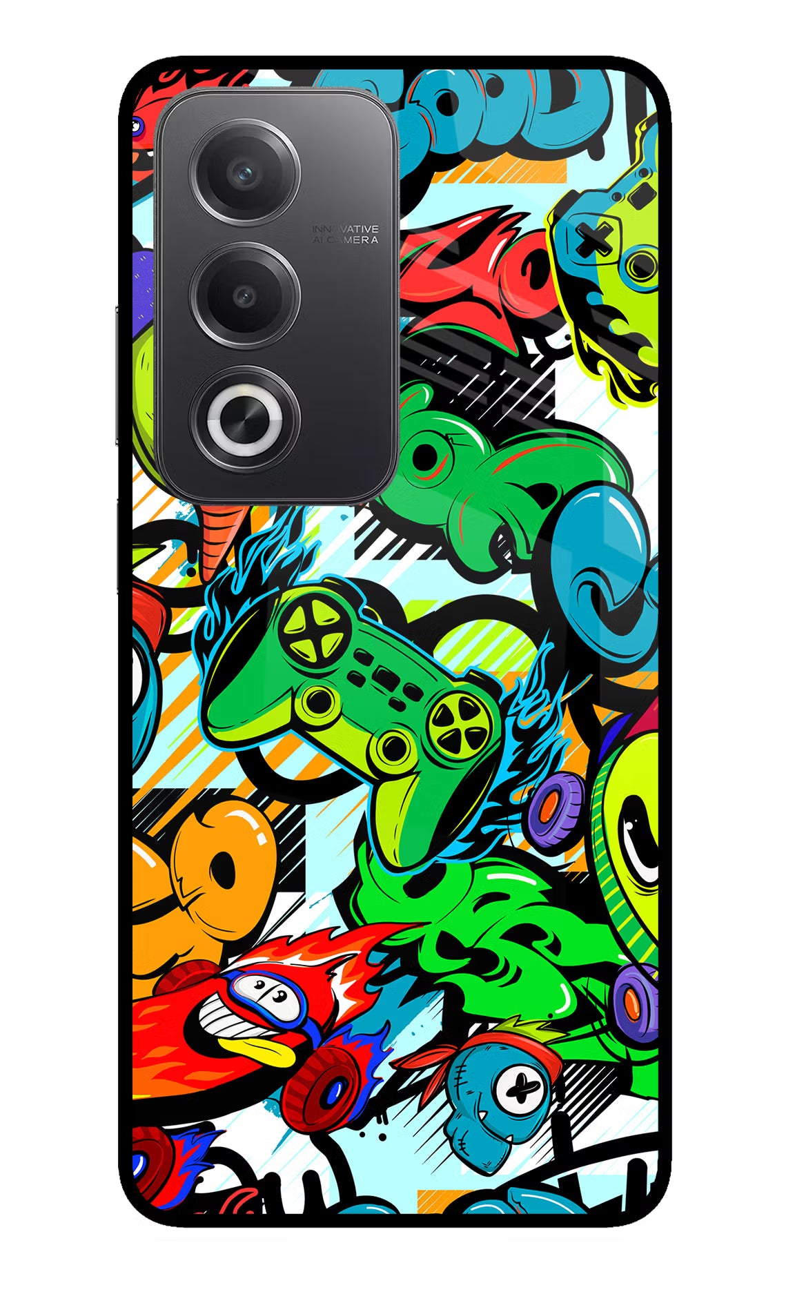 Game Doodle Oppo A3 Pro 5G Glass Case Back Cover by Casekaro