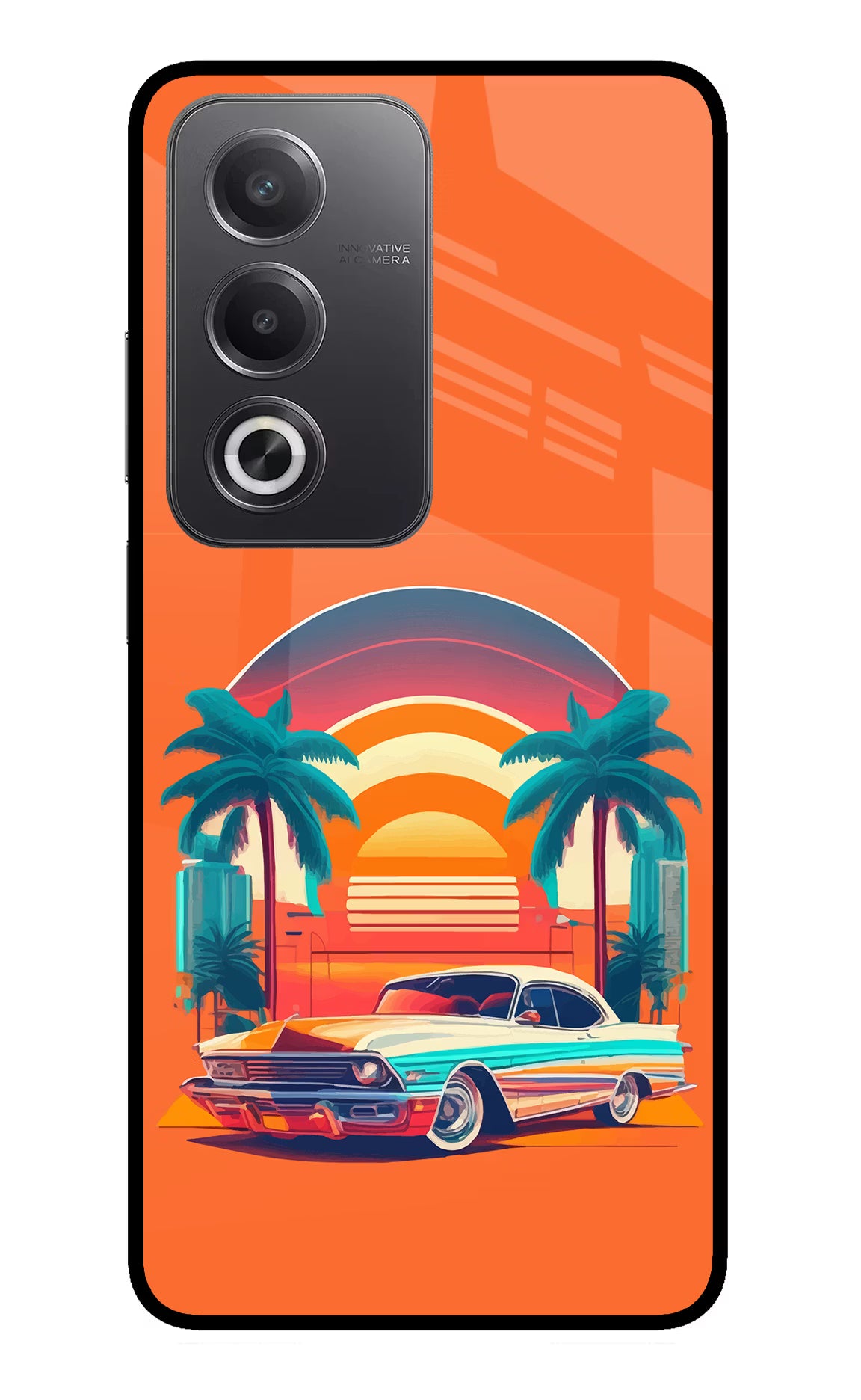 Palm Drive 80s Oppo A3 Pro 5G Glass Case Back Cover by Casekaro
