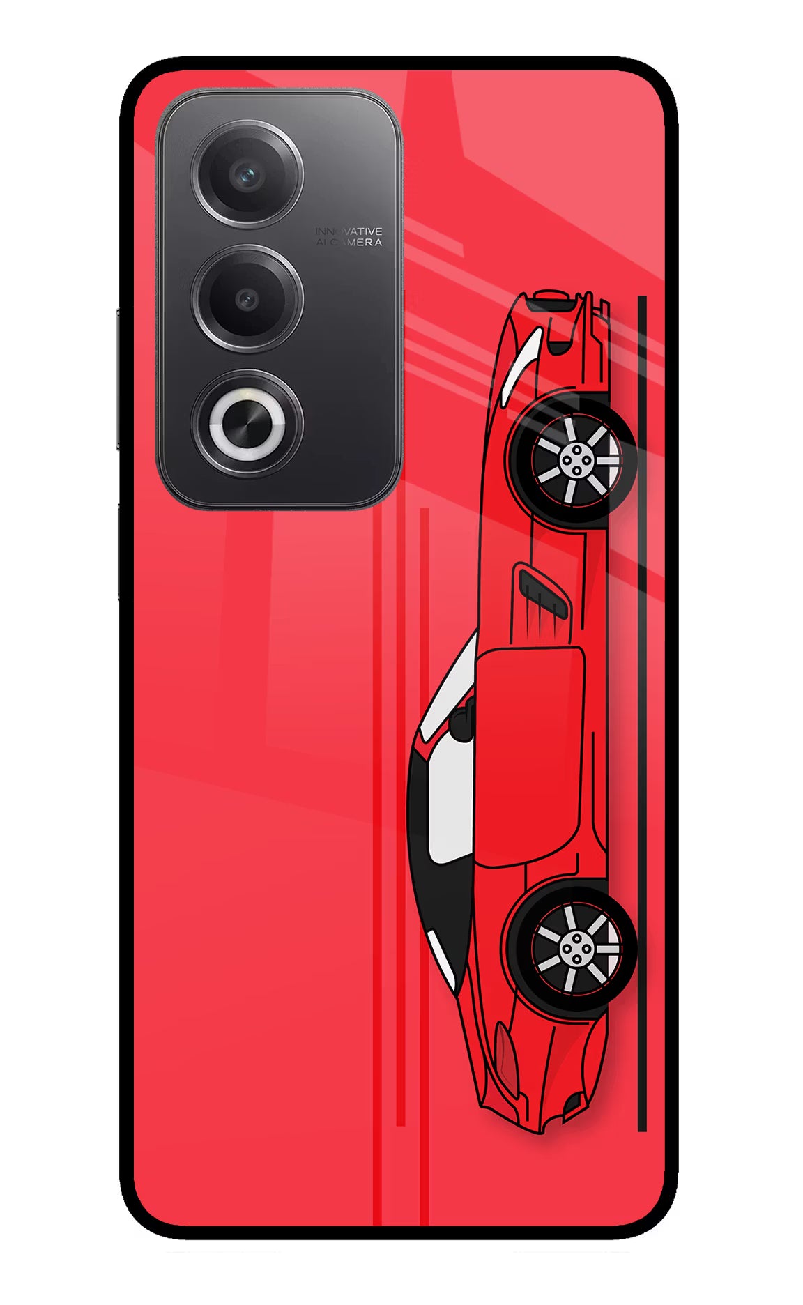 Red Velocity Oppo A3 Pro 5G Glass Case Back Cover by Casekaro