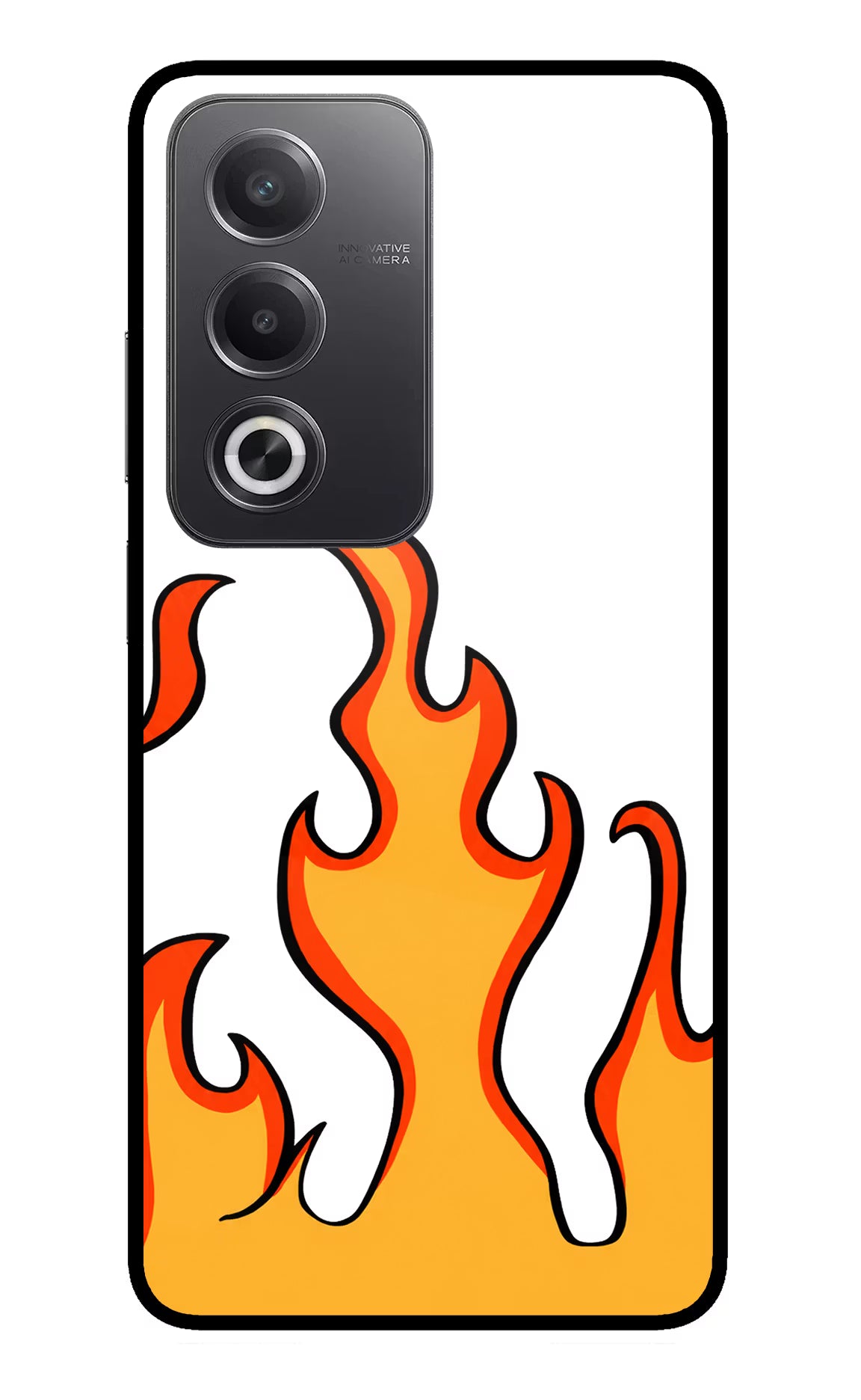 Fired Up – White Oppo A3 Pro 5G Glass Case Back Cover by Casekaro
