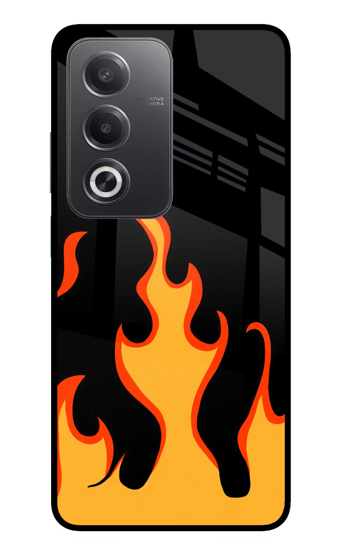 Fired Up – Black Oppo A3 Pro 5G Glass Case Back Cover by Casekaro