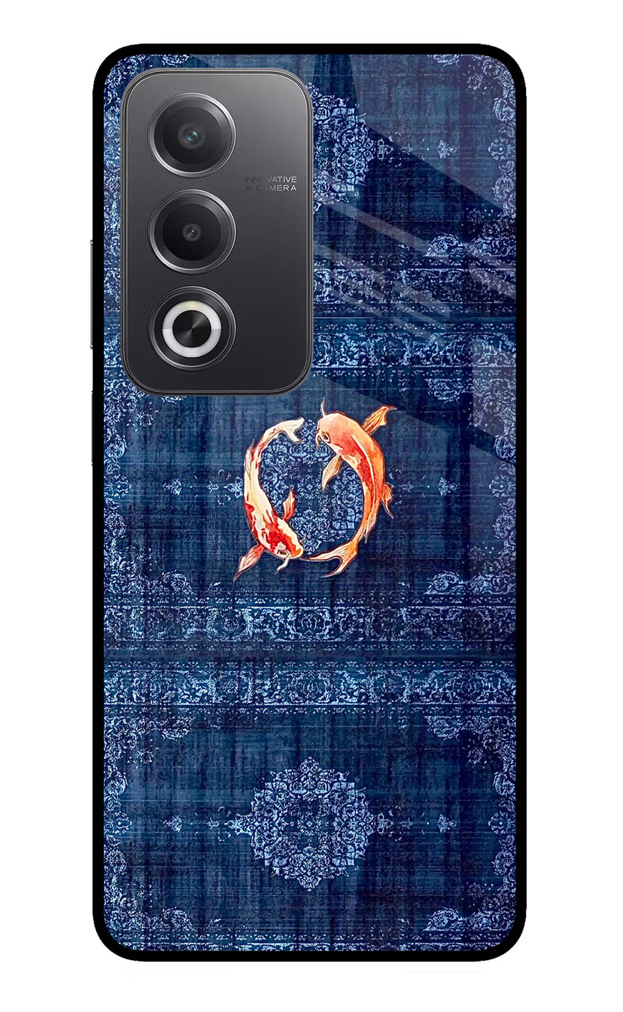 Koi Blue Oppo A3 Pro 5G Back Cover, Glass case