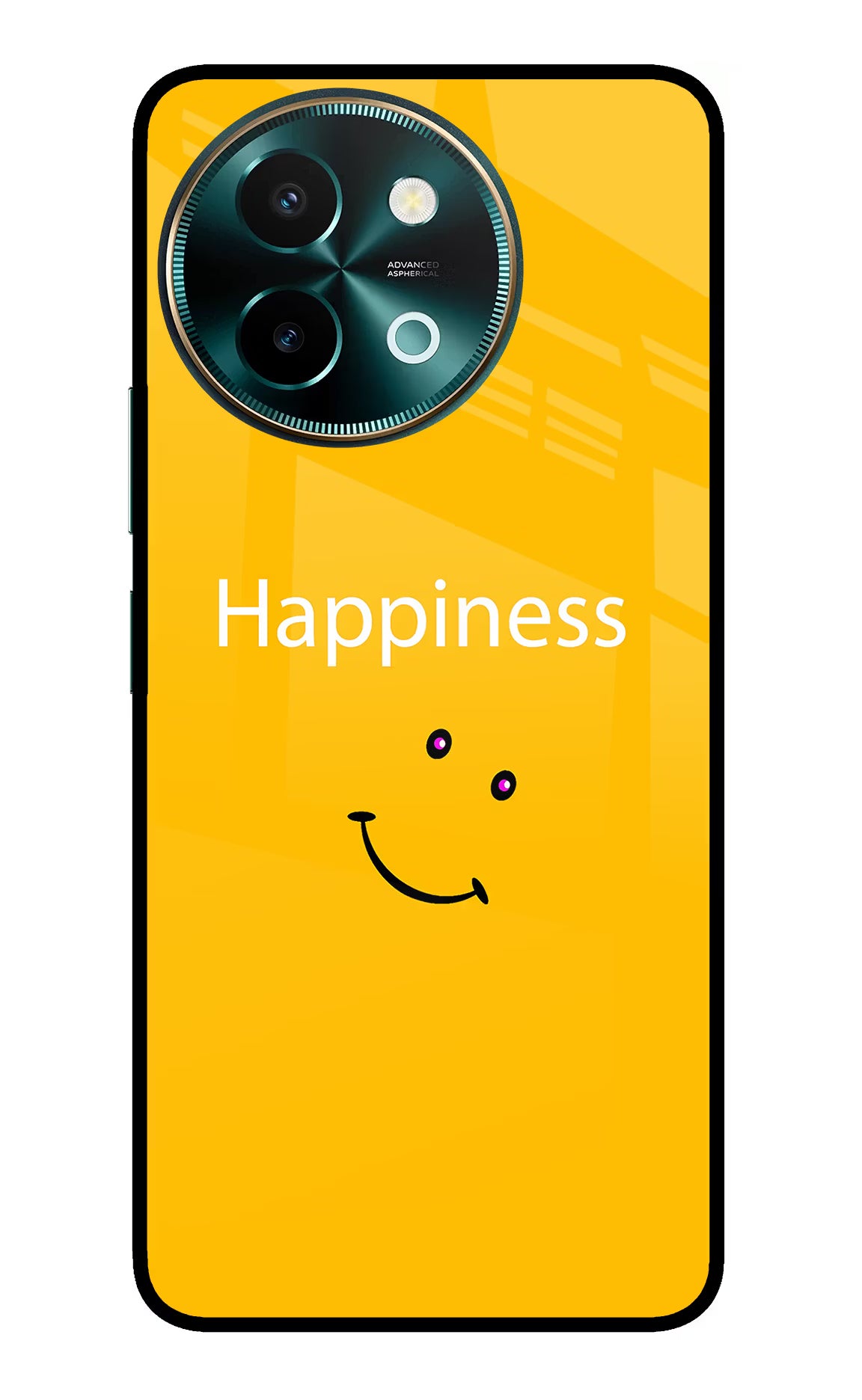 Happiness With Smiley Vivo Y58 5G Glass Case Back Cover by Casekaro