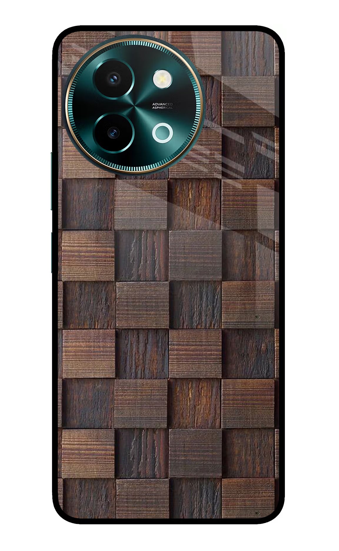 Wooden Cube Design Vivo Y58 5G Glass Case Back Cover by Casekaro