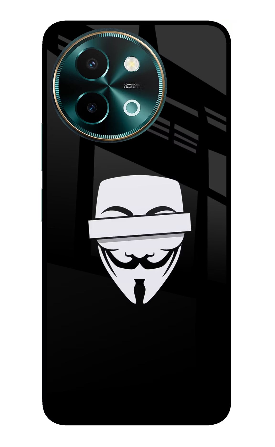 Anonymous Face Vivo Y58 5G Glass Case Back Cover by Casekaro
