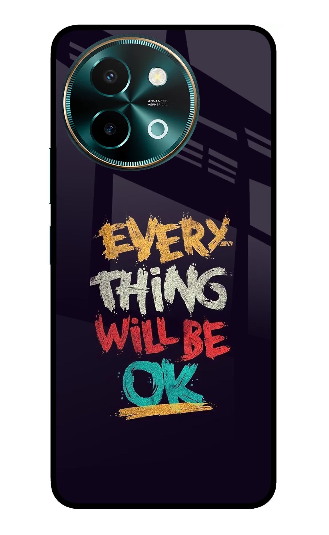 Everything Will Be Ok Vivo Y58 5G Glass Case Back Cover by Casekaro