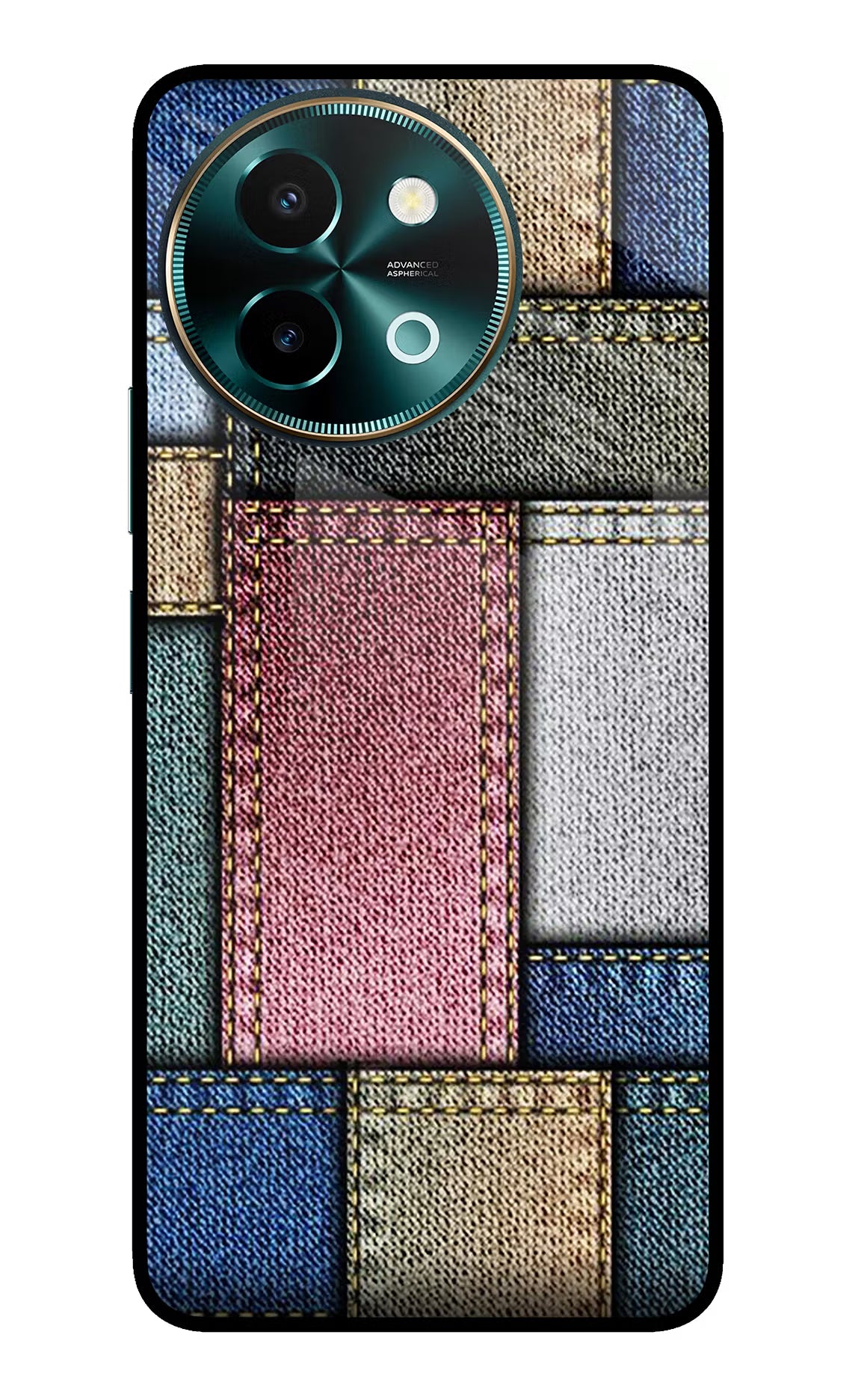 Multicolor Jeans Vivo Y58 5G Glass Case Back Cover by Casekaro