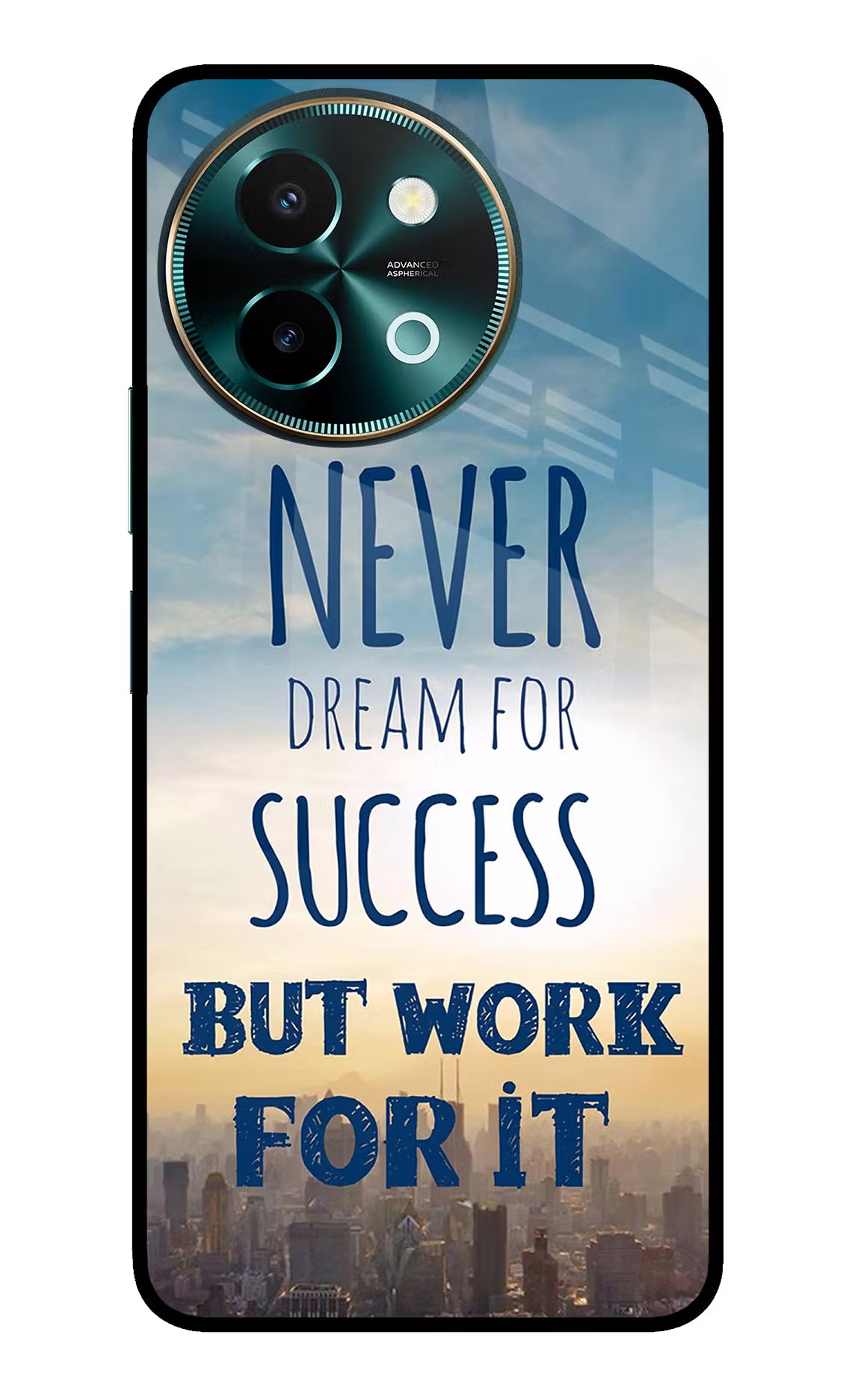 Never Dream For Success But Work For It Vivo Y58 5G Glass Case Back Cover by Casekaro