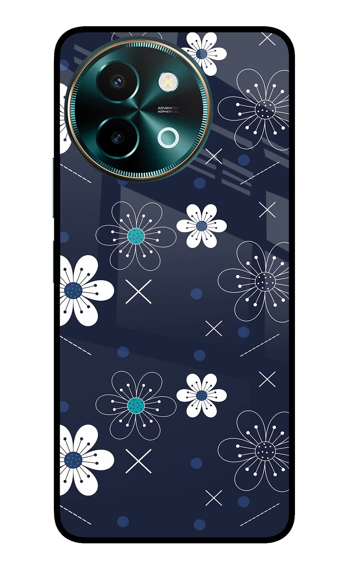 Flowers Vivo Y58 5G Glass Case