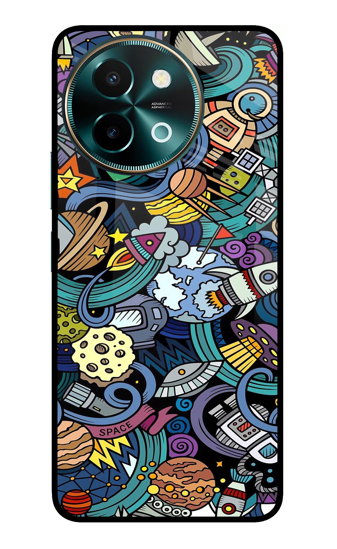 Space Abstract Vivo Y58 5G Glass Case Back Cover by Casekaro