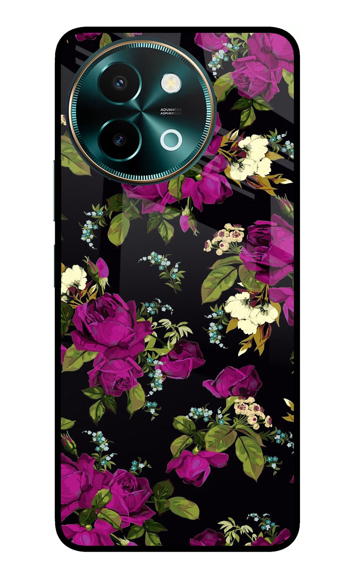 Flowers Vivo Y58 5G Glass Case Back Cover by Casekaro