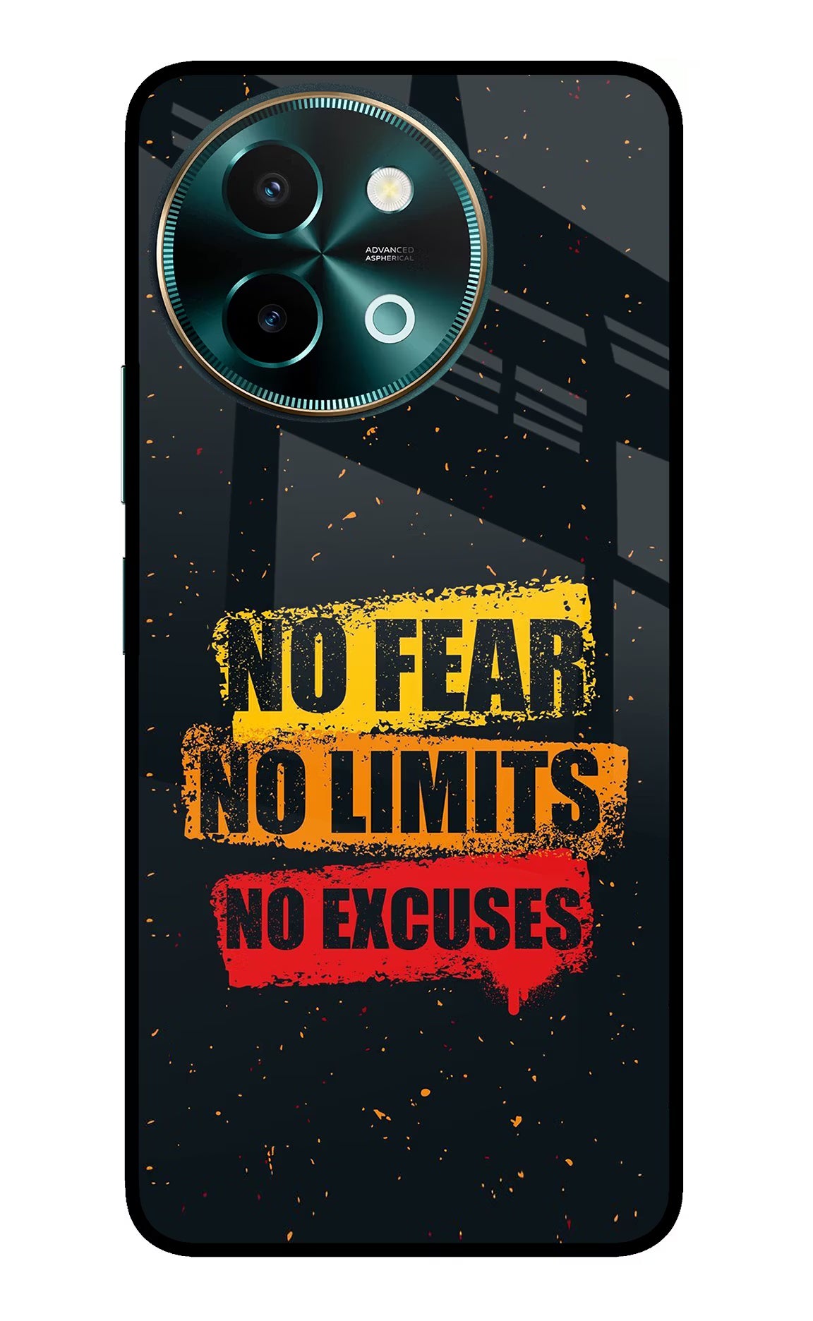 No Fear No Limits No Excuse Vivo Y58 5G Glass Case Back Cover by Casekaro