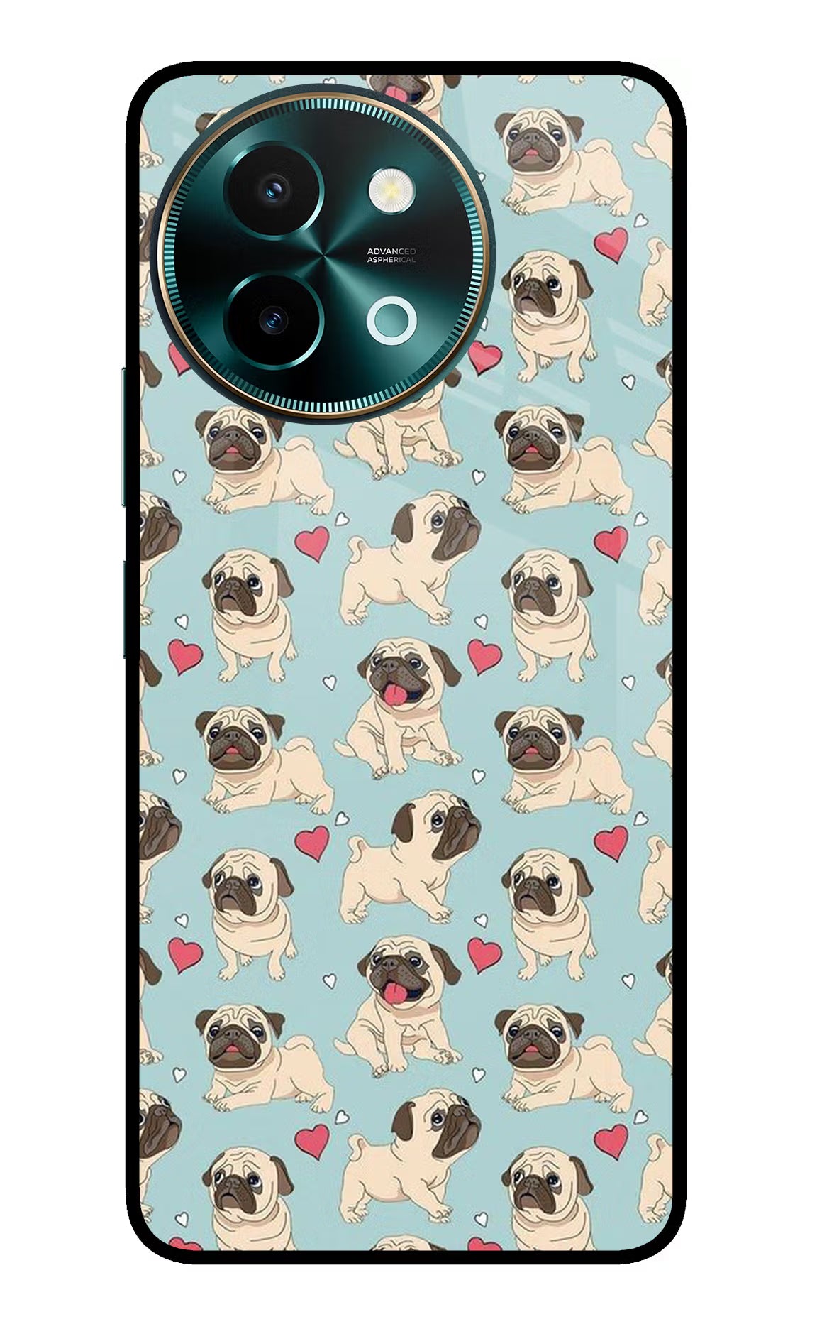 Pug Dog Vivo Y58 5G Glass Case Back Cover by Casekaro